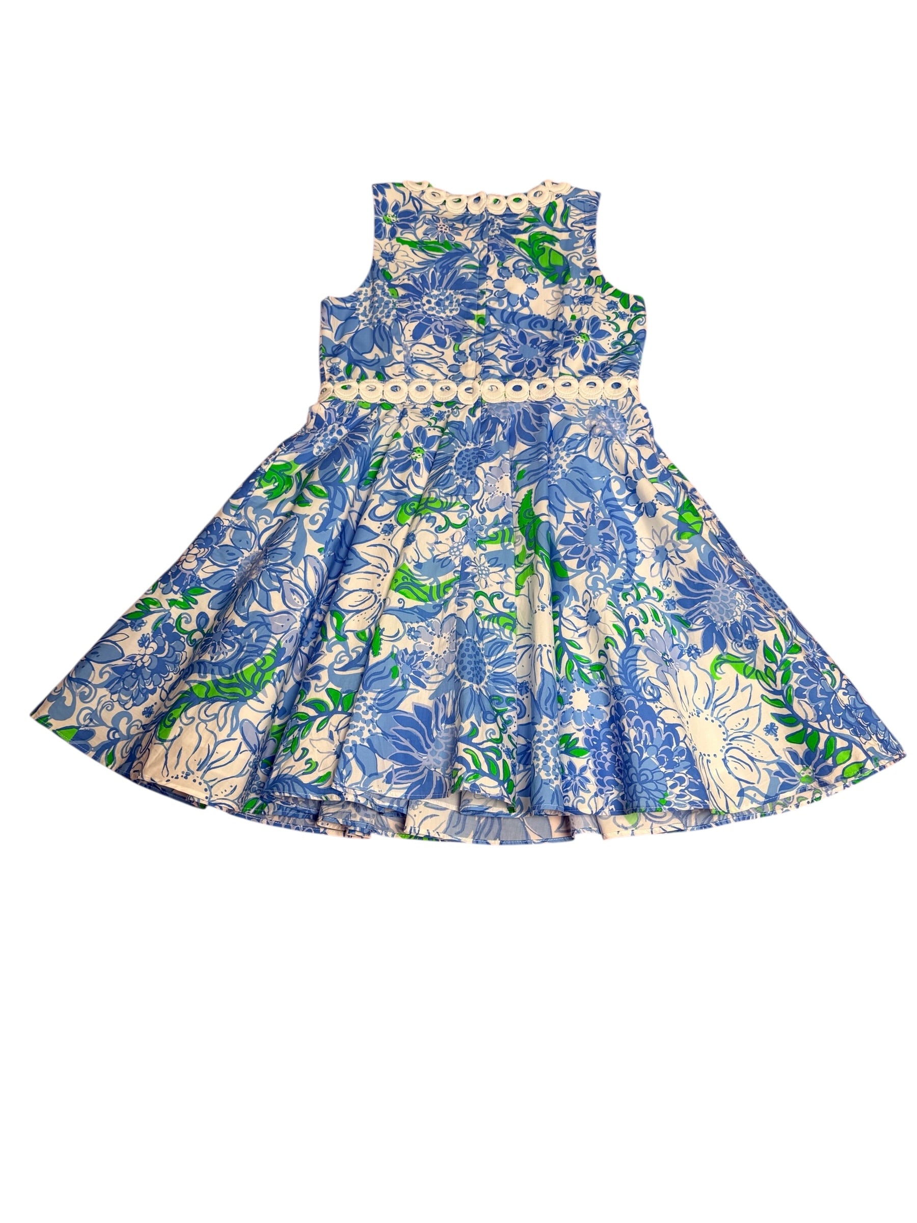 Lilly Pulitzer Girls Mini Idala Dress, Frenchie Blue- Suns Out Size 12