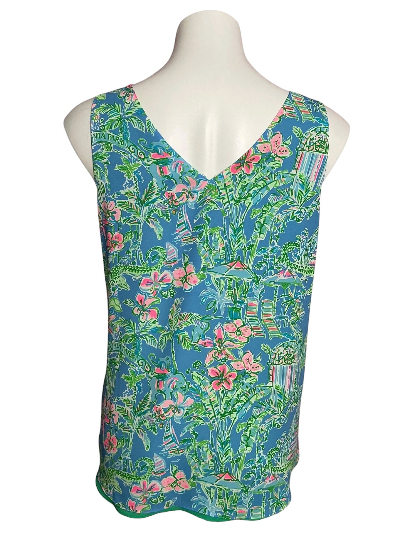 Lilly Pulitzer Florin Reversible Top Boca Blue Beneath the Bougainvillea - Size L
