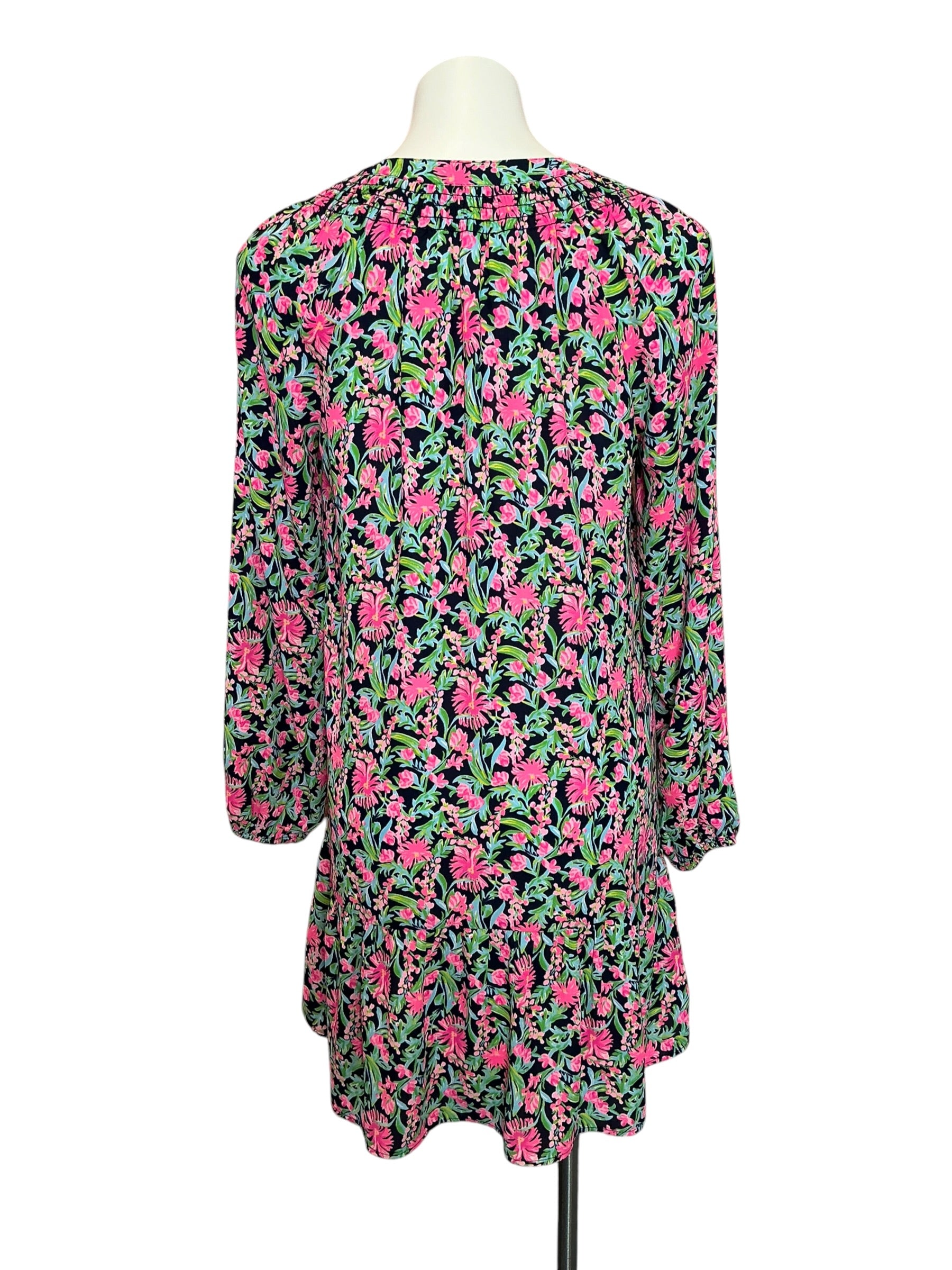 Lilly Pulitzer NWT Lucee Long Sleeve Dress Low Tide Navy Garden Variety - Size S