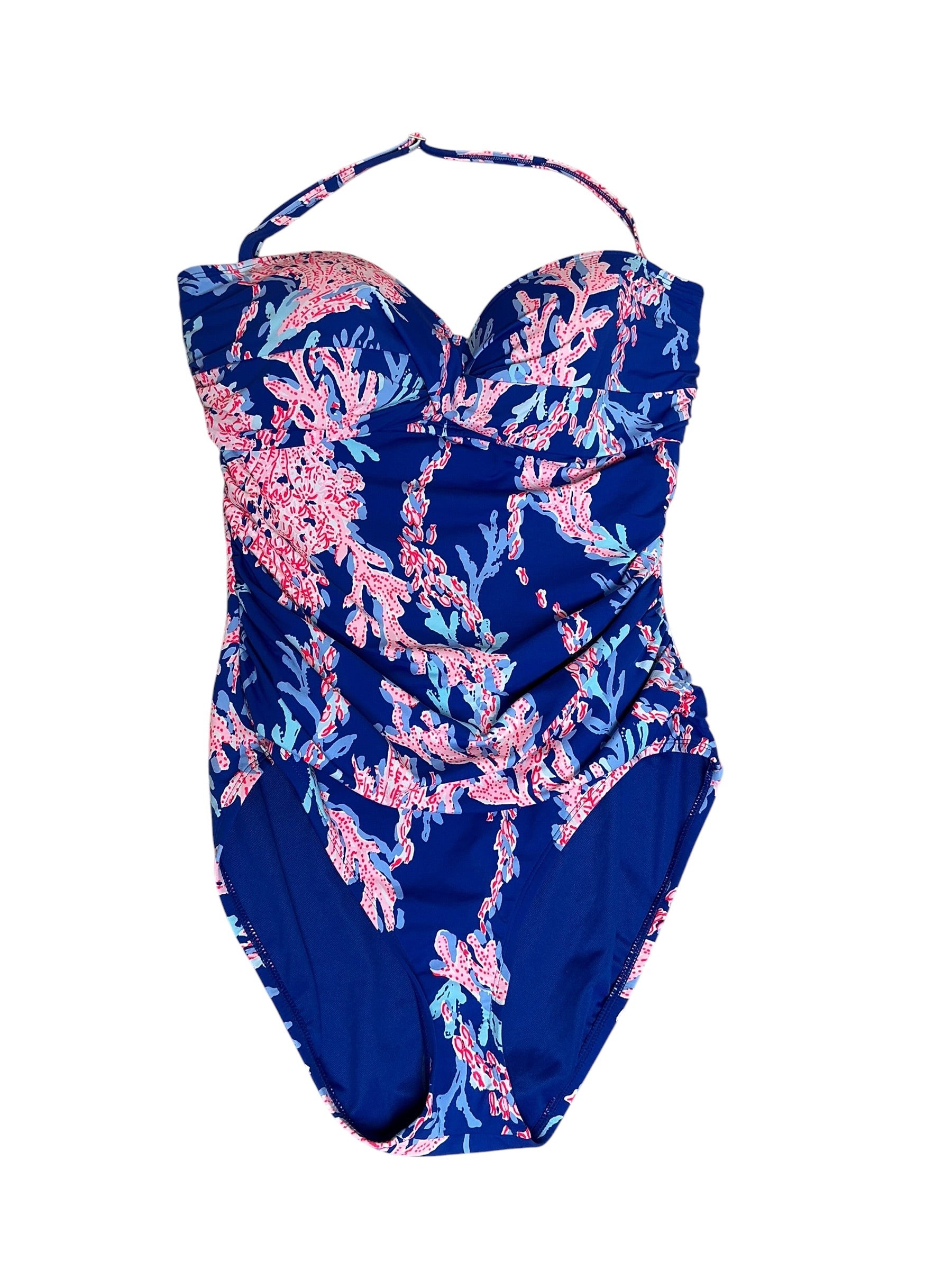 Lilly Pulitzer NWT Flamenco One Piece Borealis Blue Swim On Over - Size 12