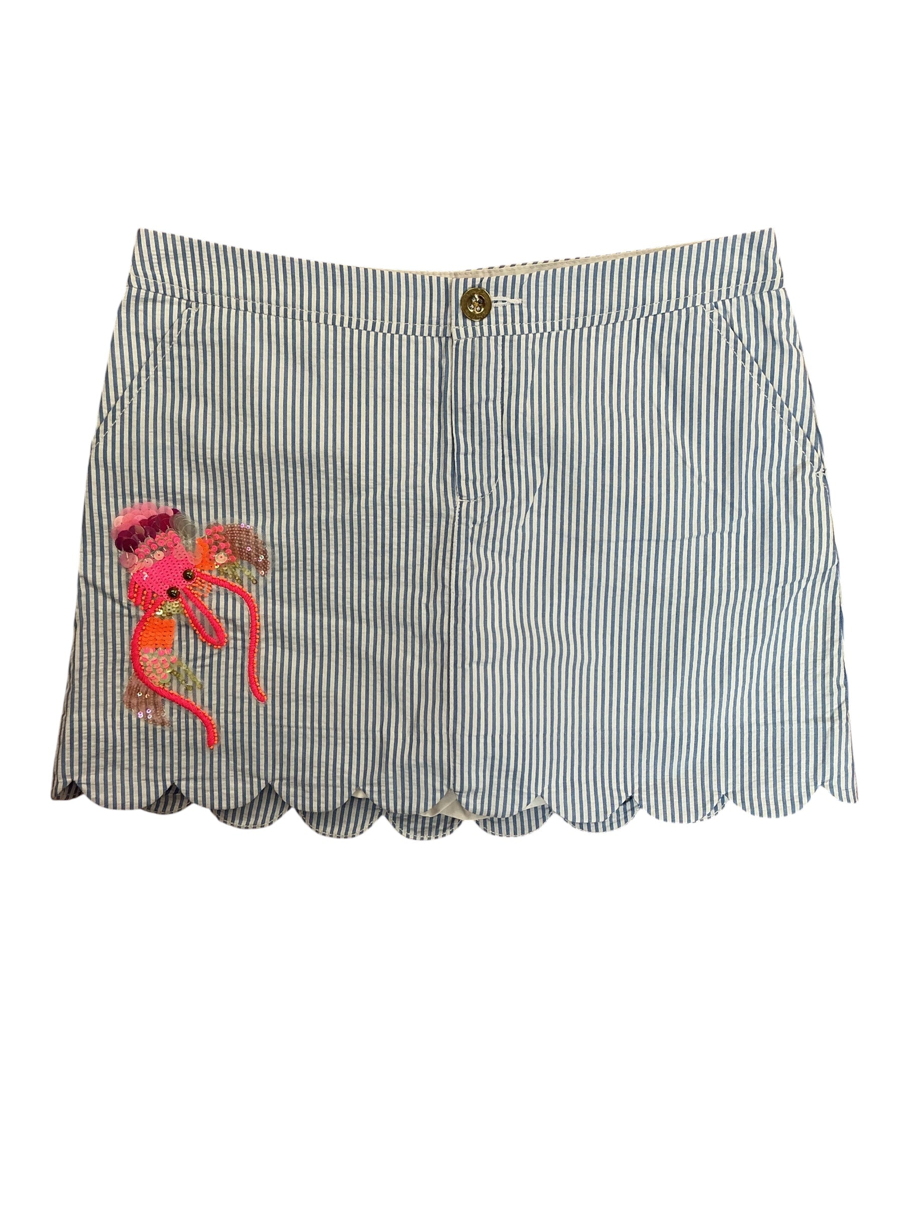 Lilly Pulitzer NWT Colette Skort Bennet Blue Yarn Dyed Stripe - Size 6
