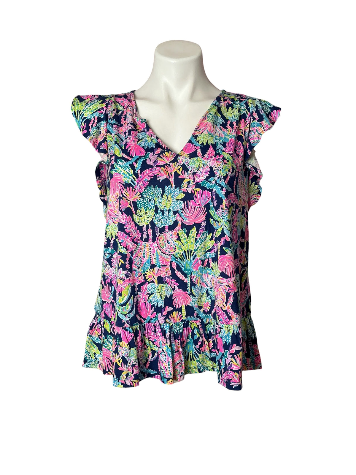 Lilly Pulitzer Lacie Peplum Blouse Top See and Herd - Size S