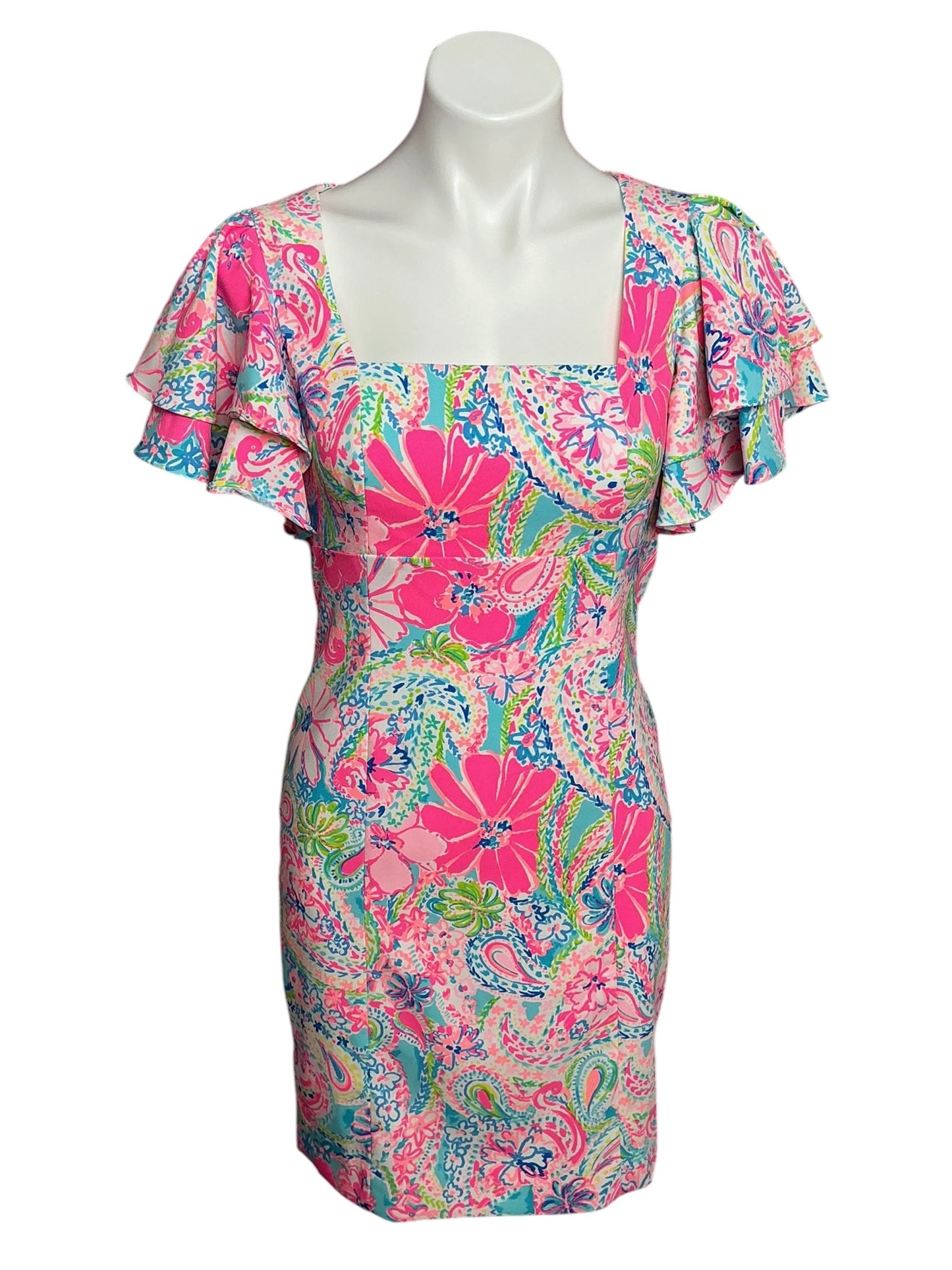 Lilly Pulitzer Anniston Stretch Dress Flock Full of Fun - Size 2