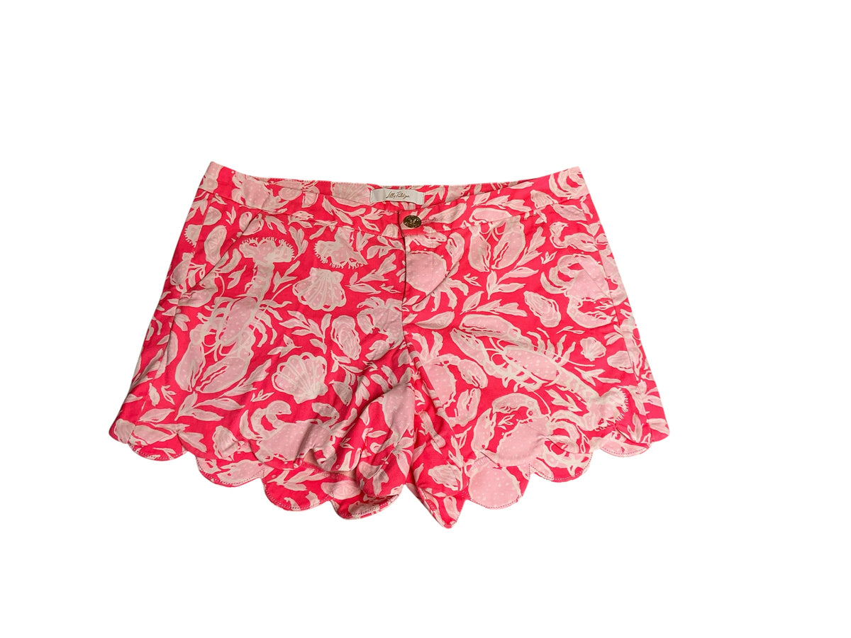 Lilly Pulitzer Buttercup Stretch Shorts Cane Coral Crab Collab - Size 8