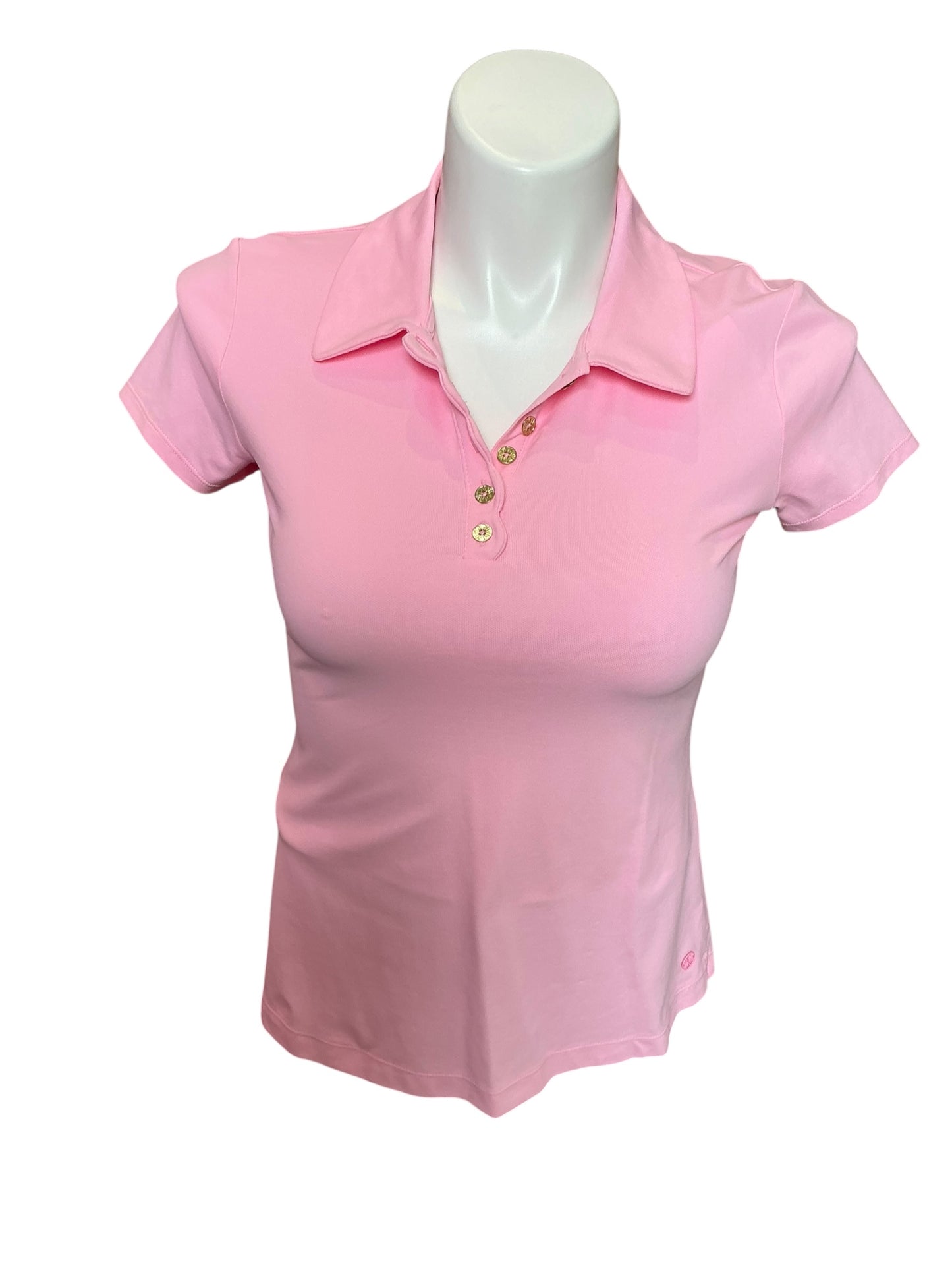 Lilly Pulitzer NWT Frida Scallop Polo UPF 50+ Conch Shell Pink - Size M