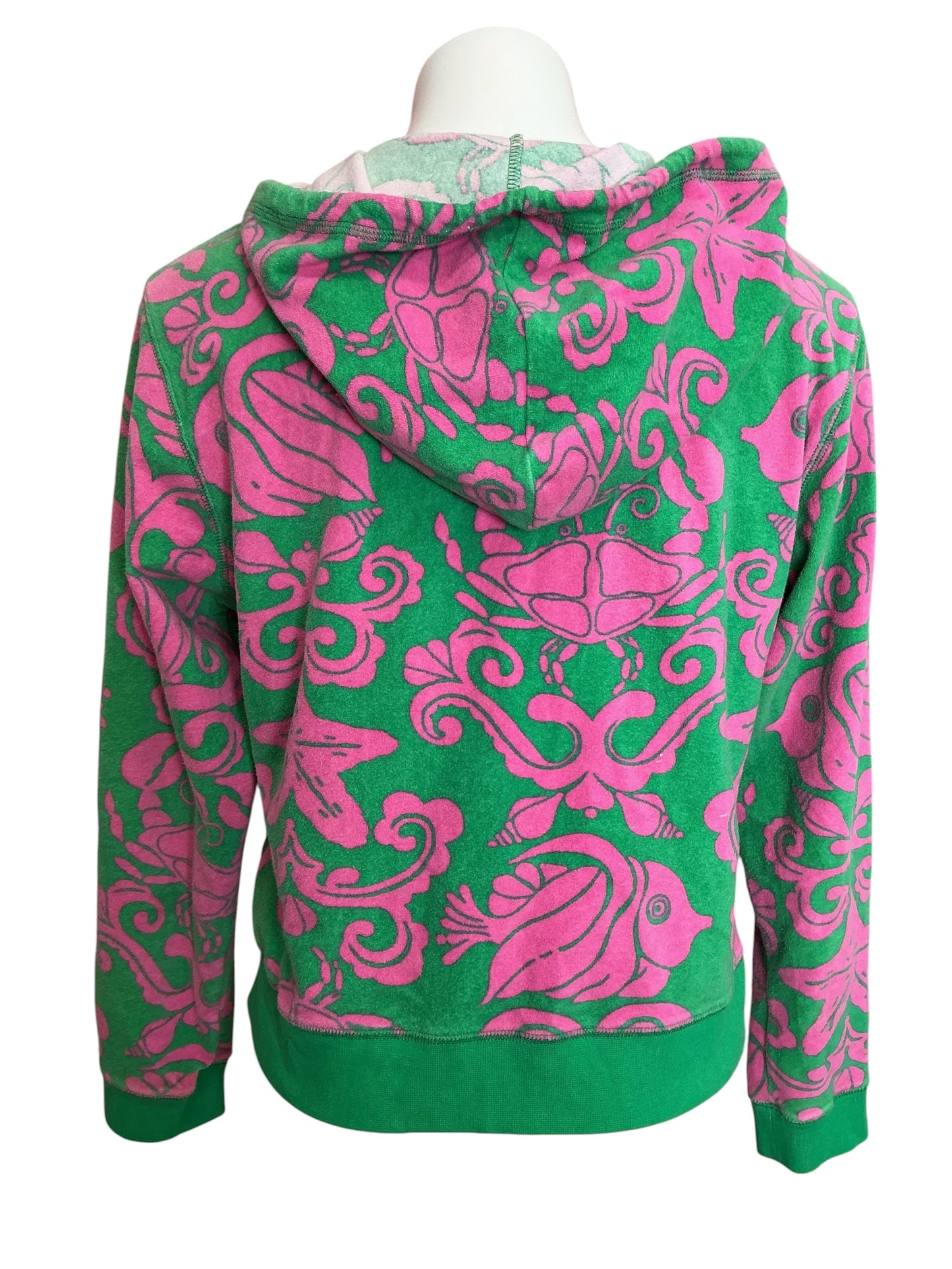 Lilly Pulitzer Vintage Full Zip Terry Cloth Hoodie She She Shells - Size XL