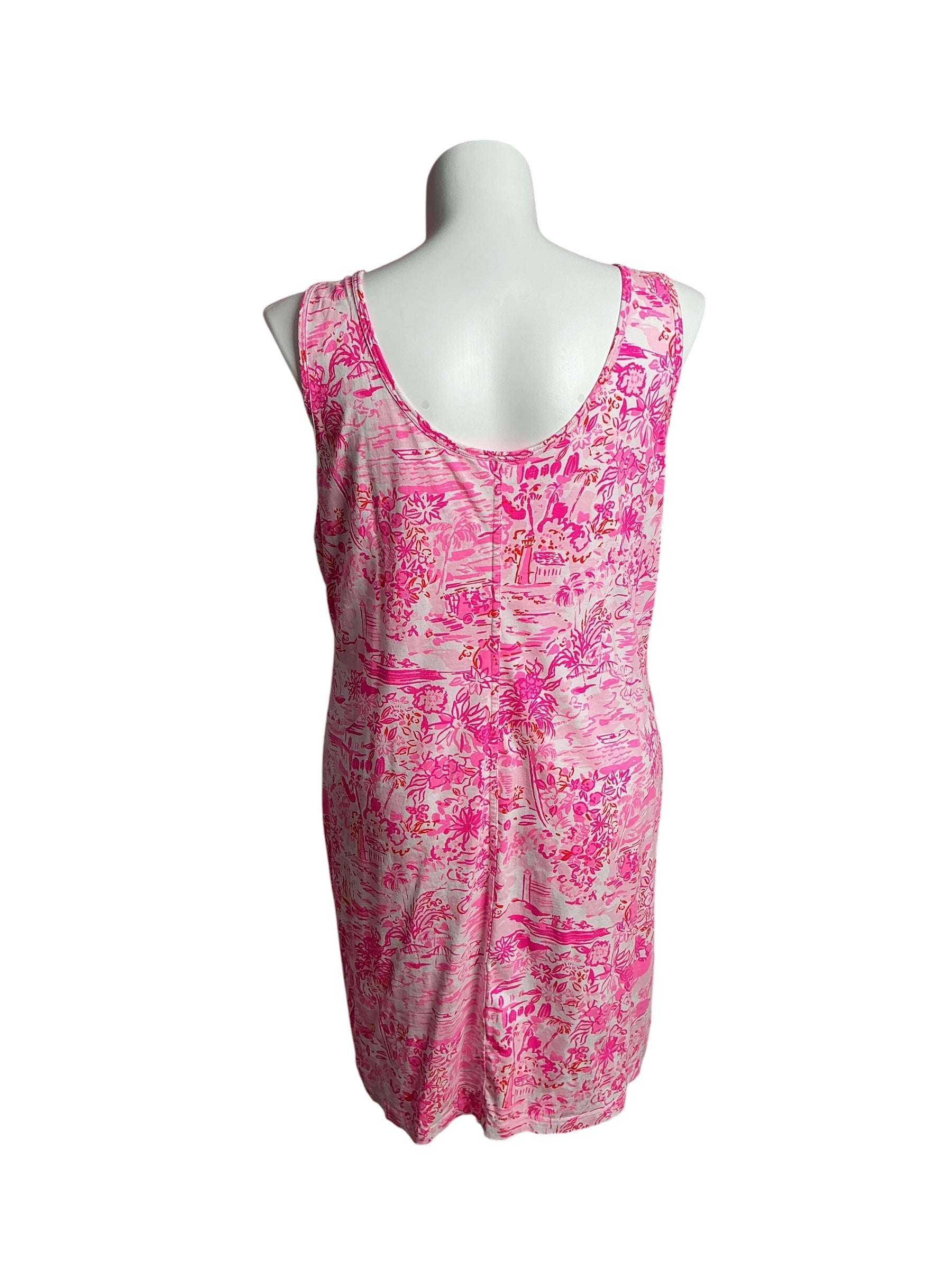 Lilly Pulitzer- Newberri Tank Dress Peony Pink Seaside Scene Size XXL