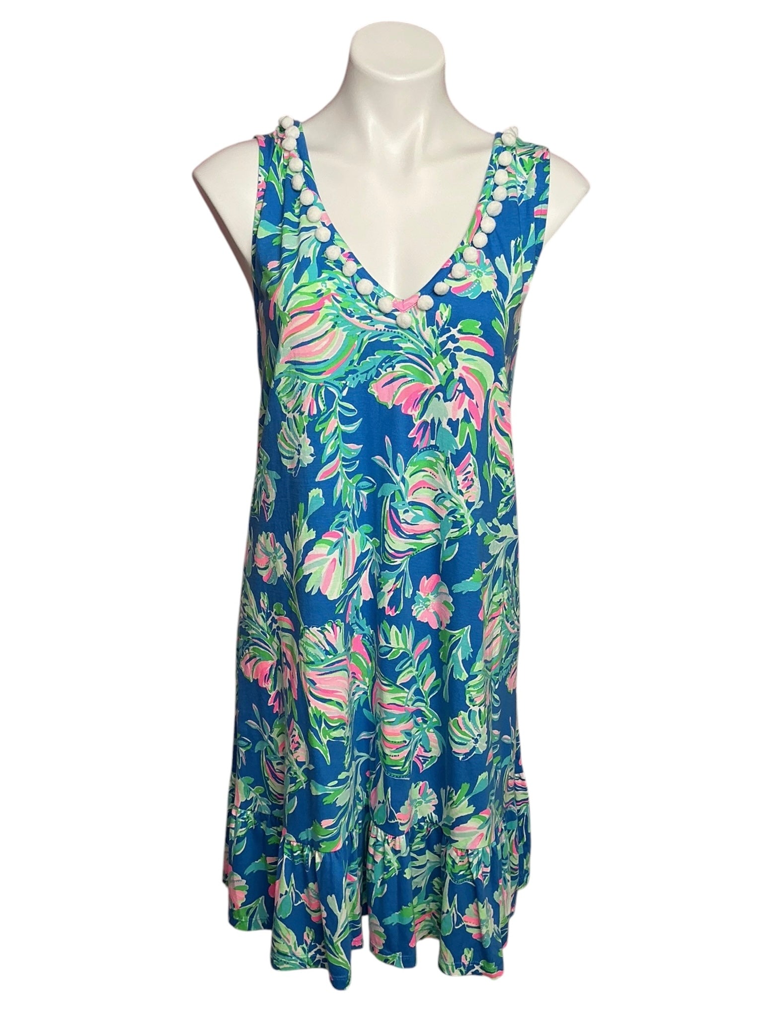 Lilly Pulitzer Camilla Swing Dress Blue Flare Fancy Fins - Size XXL