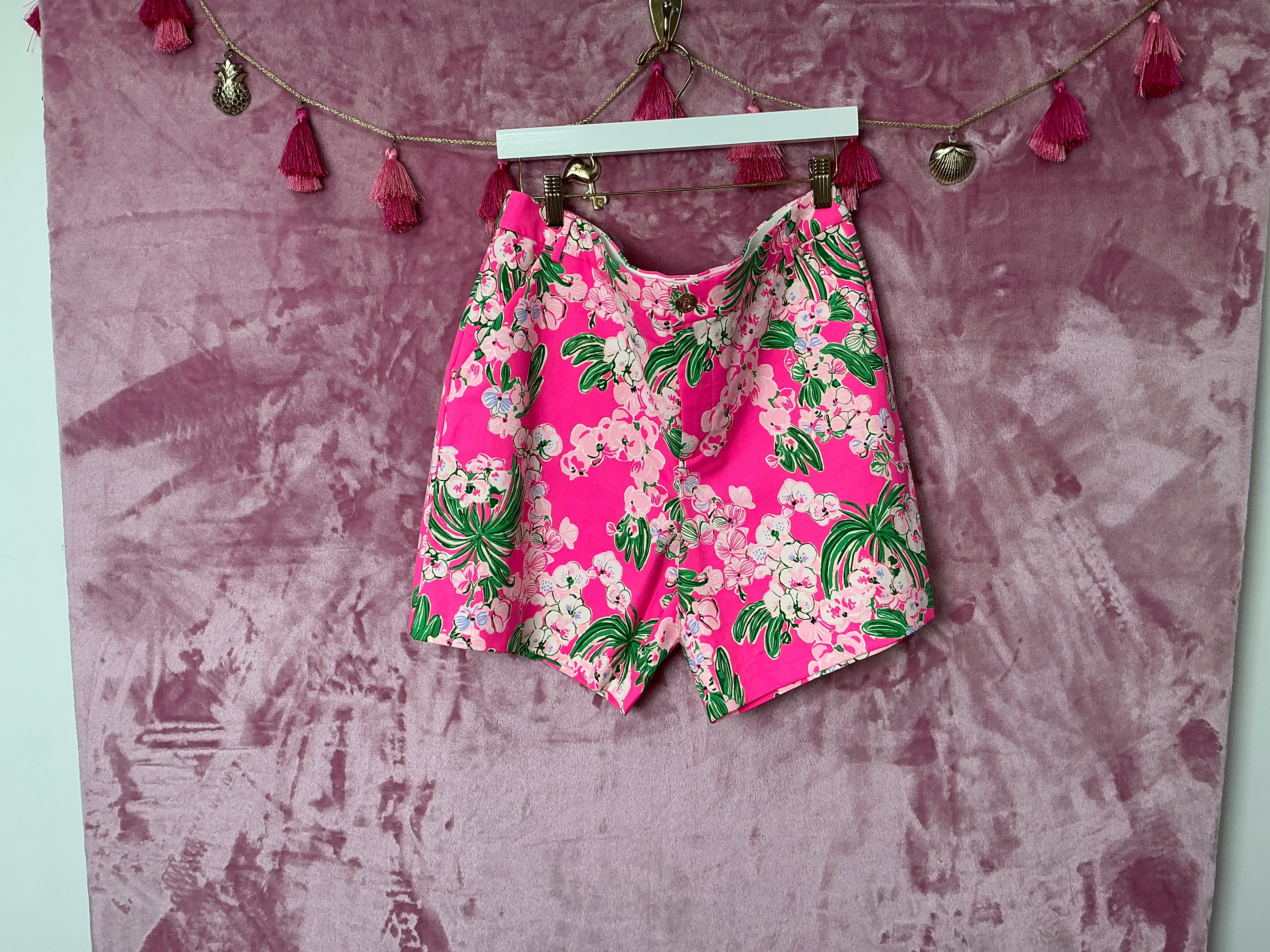 Lilly Pulitzer Short NWT - Gretchen High Rise 7” - Roxie Pink - Worth A Look - Size 14