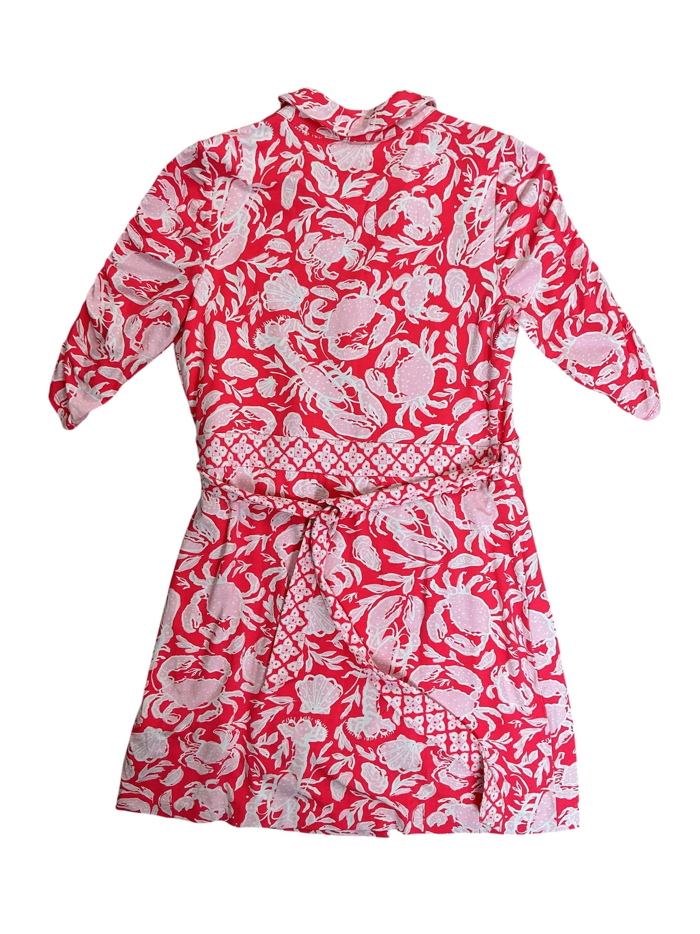 Lilly Pulitzer Ibby Skirted Wrap Romper Cane Coral Crab Collab - Size L