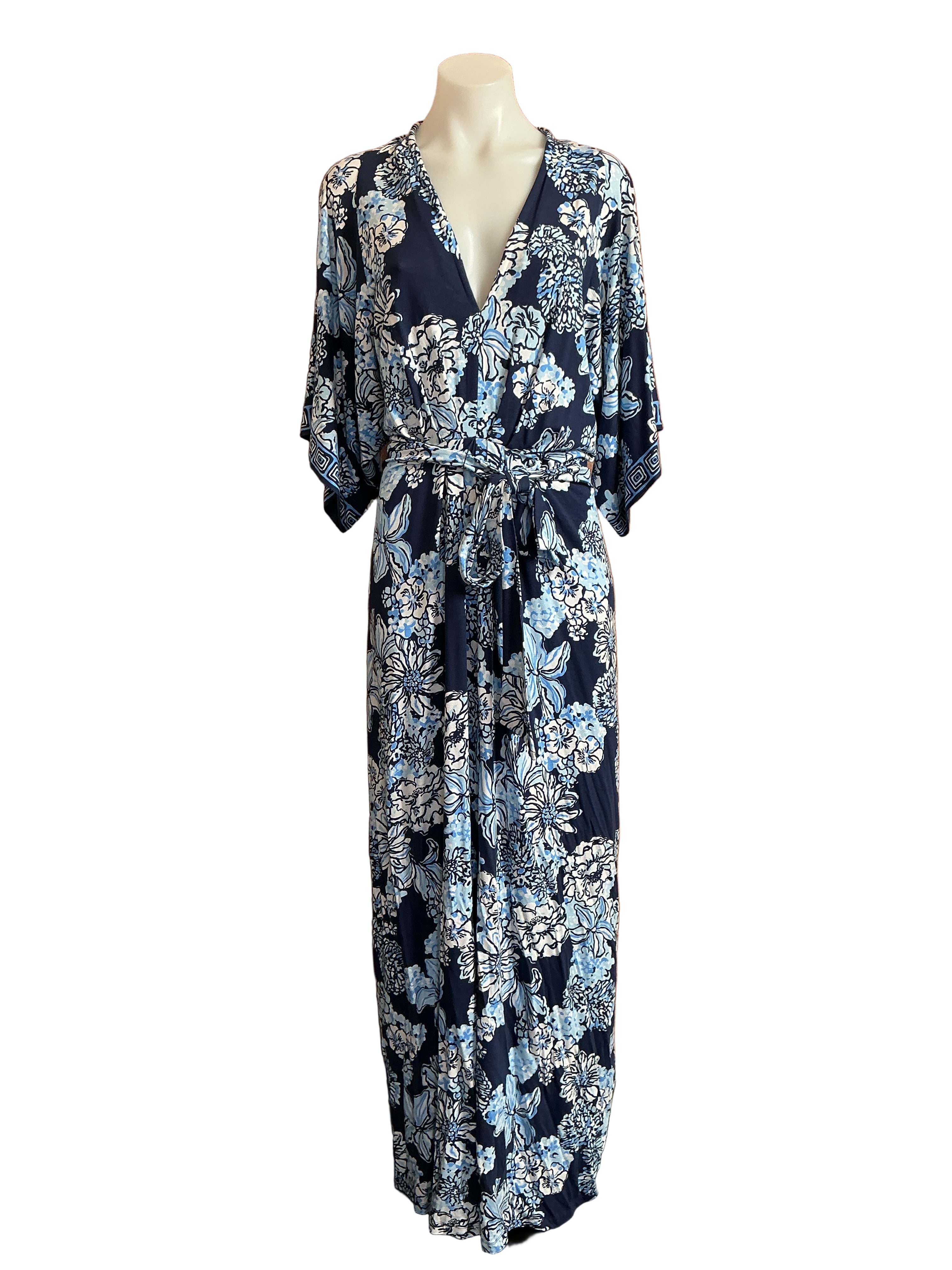 Lilly Pulitzer NWT Wisteria Elbow Sleeve Low Tide Navy Bouquet All Day Engine - Size 16