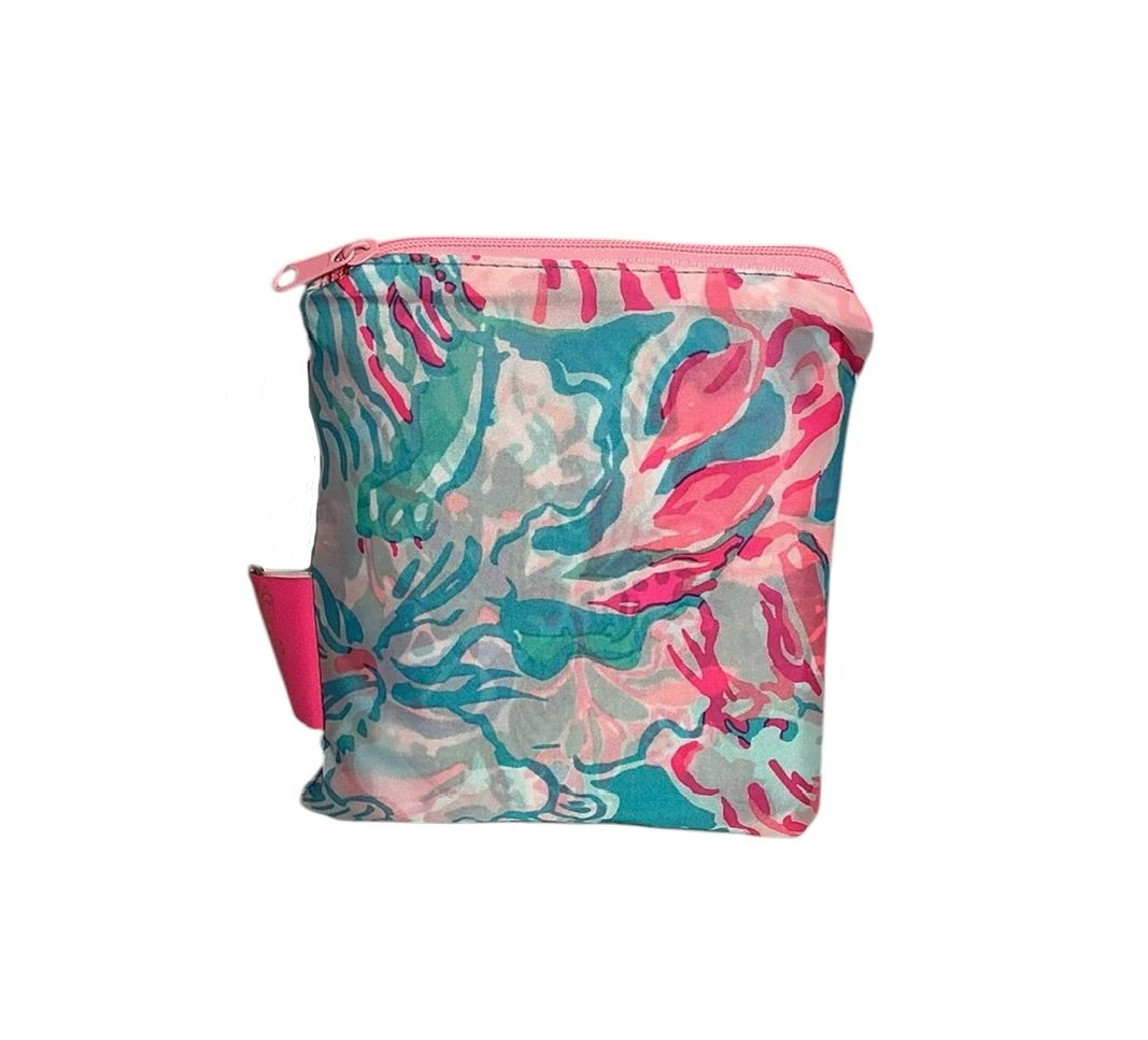 Lilly Pulitzer Reusable Bag Blue Peri Viva La Lilly With Storage Pouch