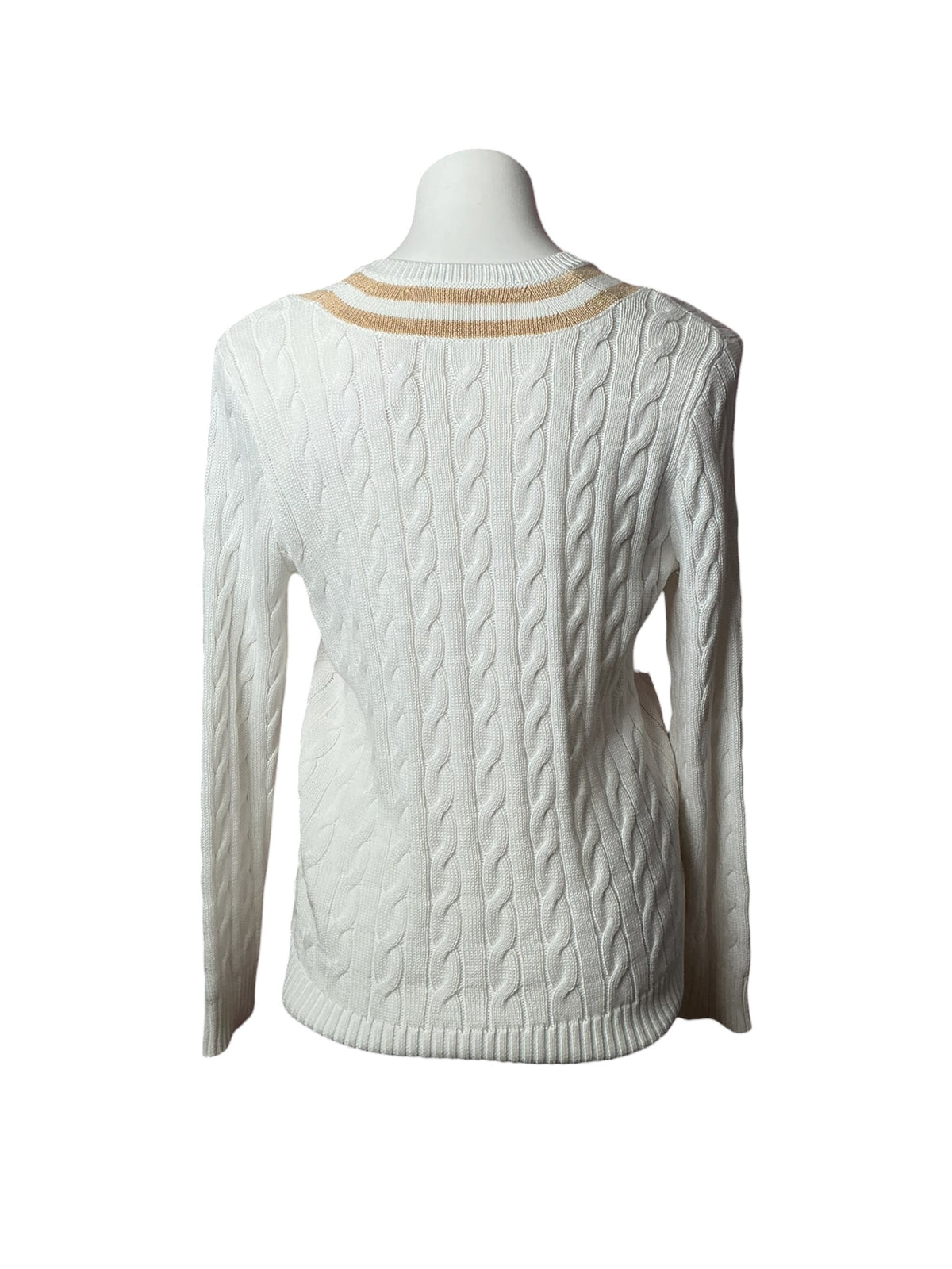 Lilly Pulitzer Brockton Sweater Resort White x Wicker Tan Metallic Tipping - Size S