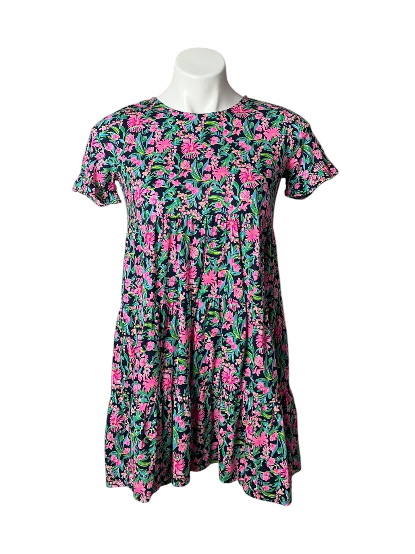Lilly Pulitzer Kids Mini Jodee Dress Low Tide Navy Garden Variety - Size XL 12-14