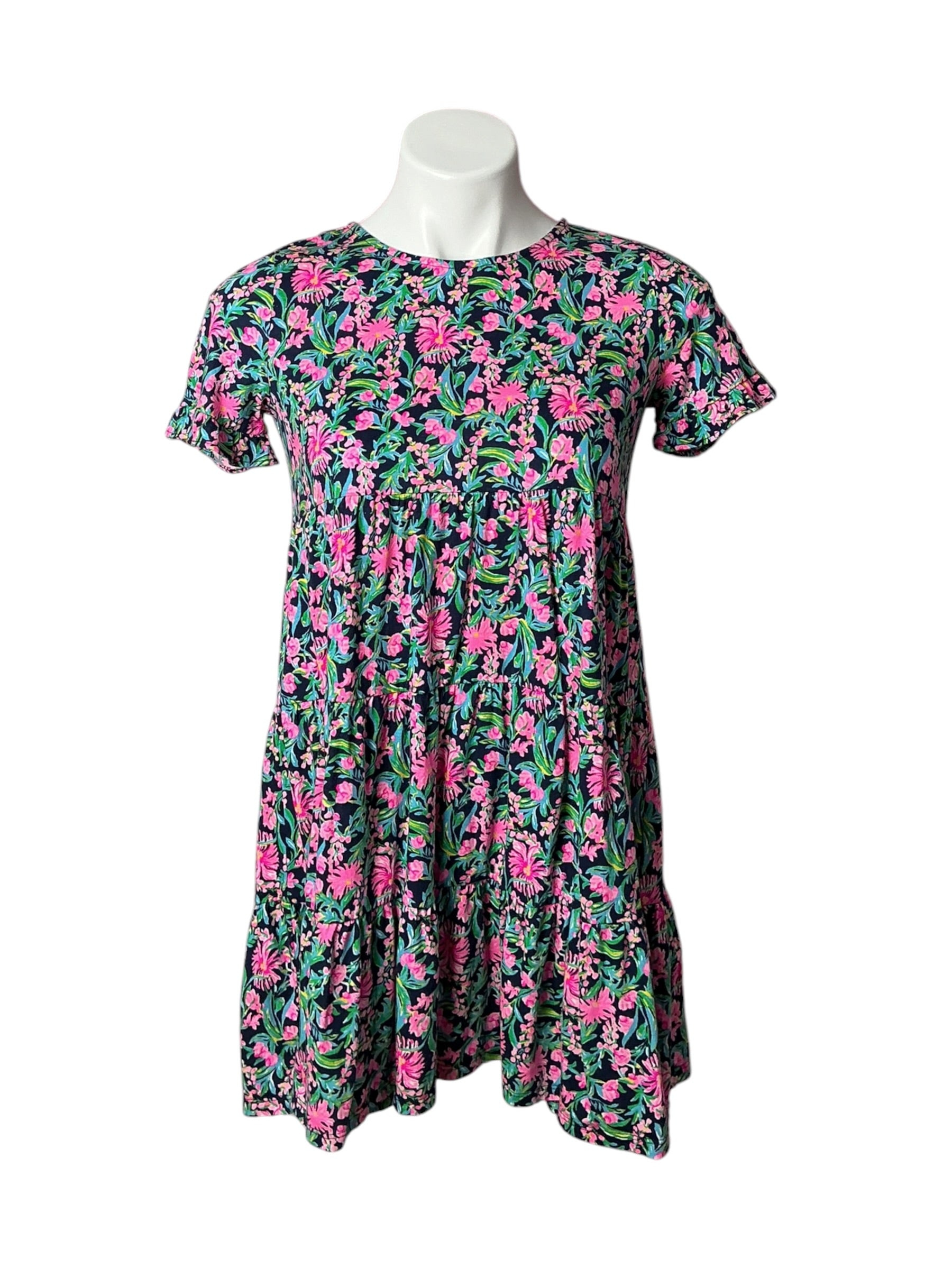 Lilly Pulitzer Kids Mini Jodee Dress Low Tide Navy Garden Variety - Size XL 12-14