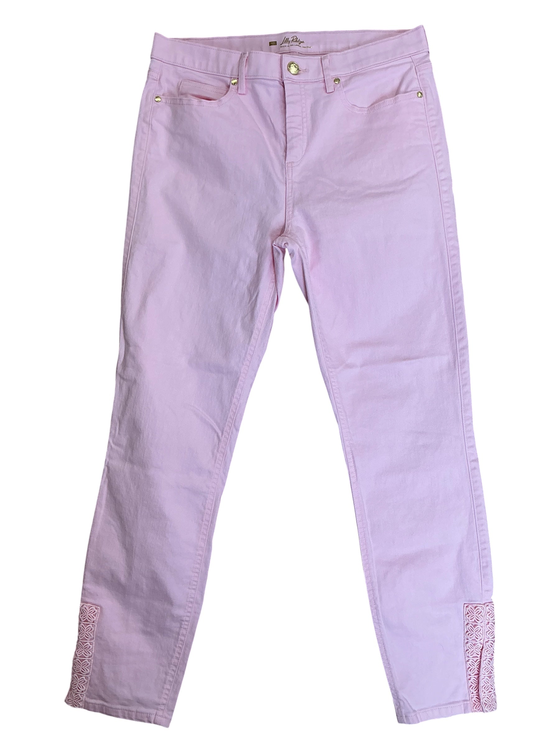 Lilly Pulitzer South Ocean High Rise Skinny Jeans Pink Tropics - Size 12