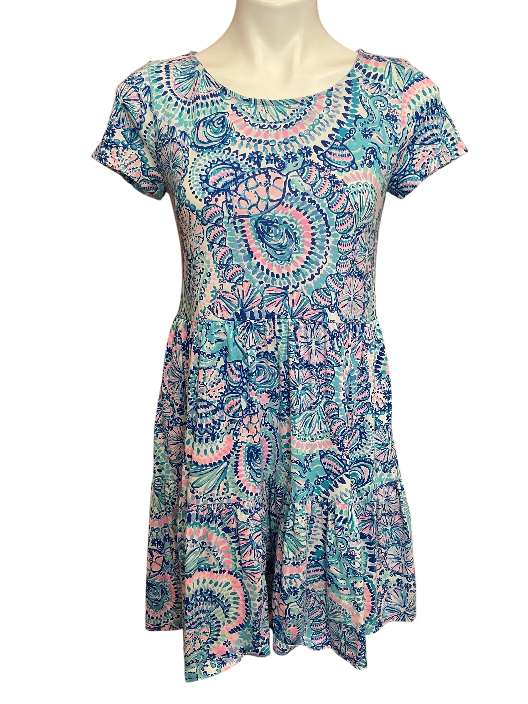 Lilly Pulitzer Geanna Swing Dress Blue Grotto Commotion In The Ocean - Size S