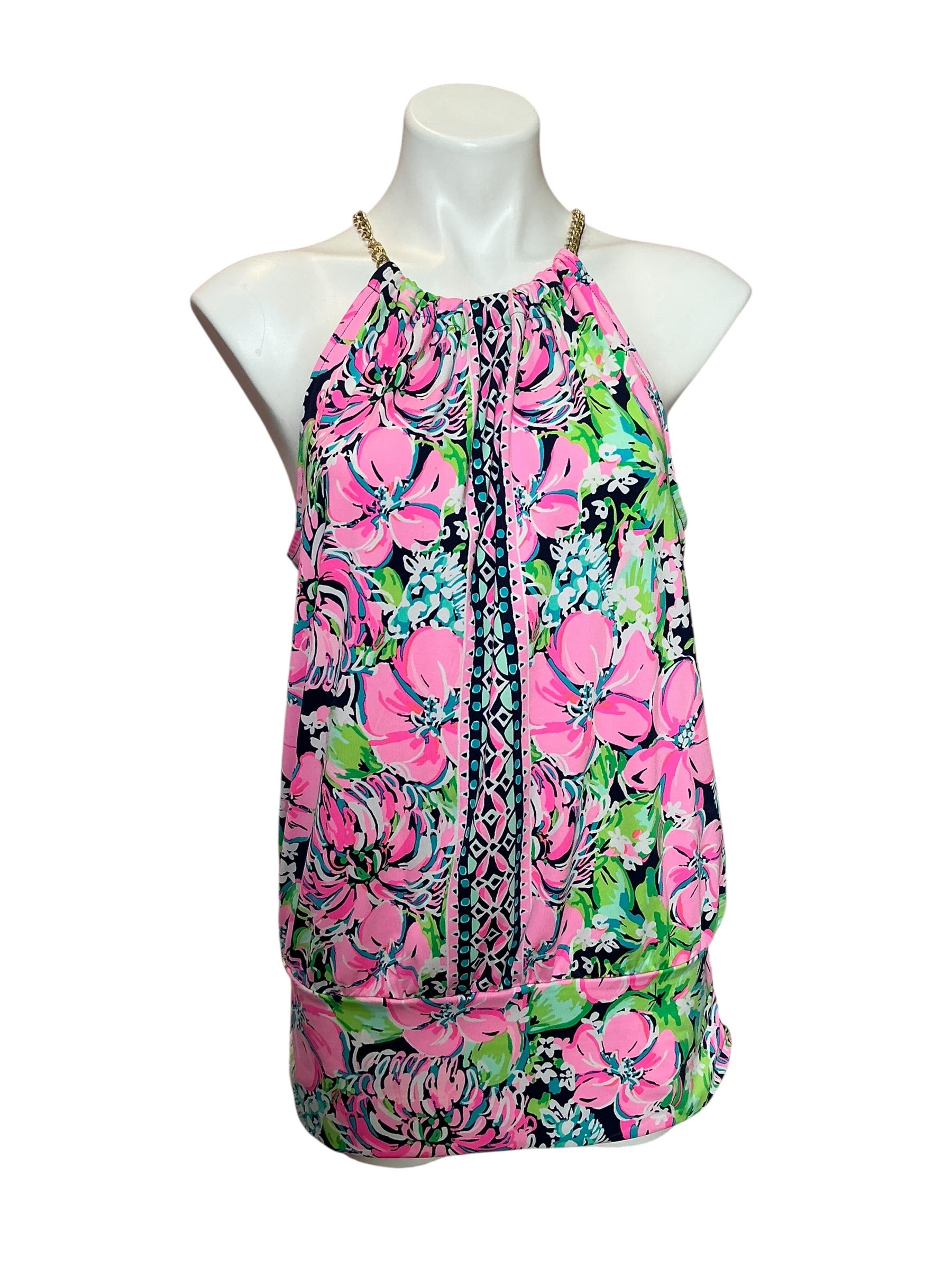 Lilly Pulitzer Bowen Halter Top High Tide Tall Order - Size L