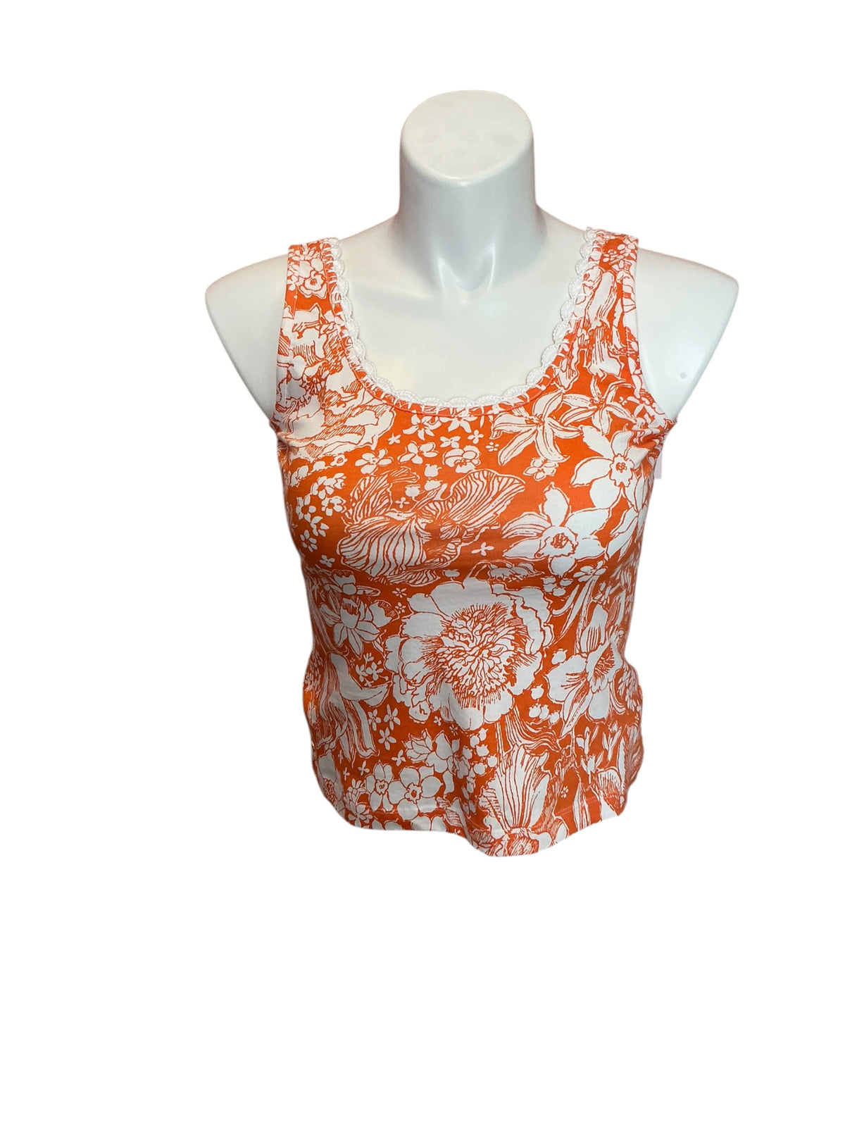 Lilly Pulitzer NWT Gabbie Crochet Trimmed Sunset Orange Budding Romance - Size XS