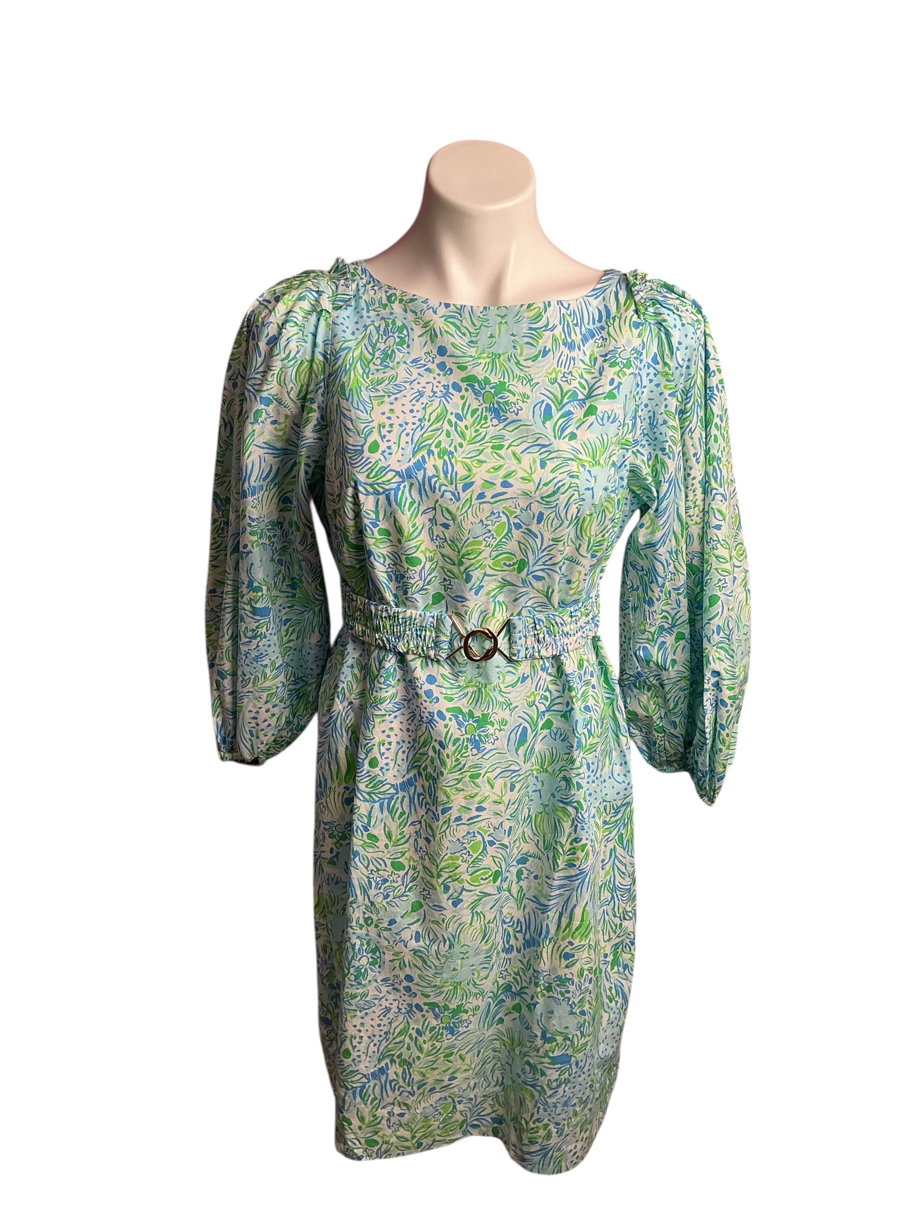 Lilly Pulitzer- NWT Barbara 3/4 Sleeve Dress Hydra Blue Dandy Lions Size 6