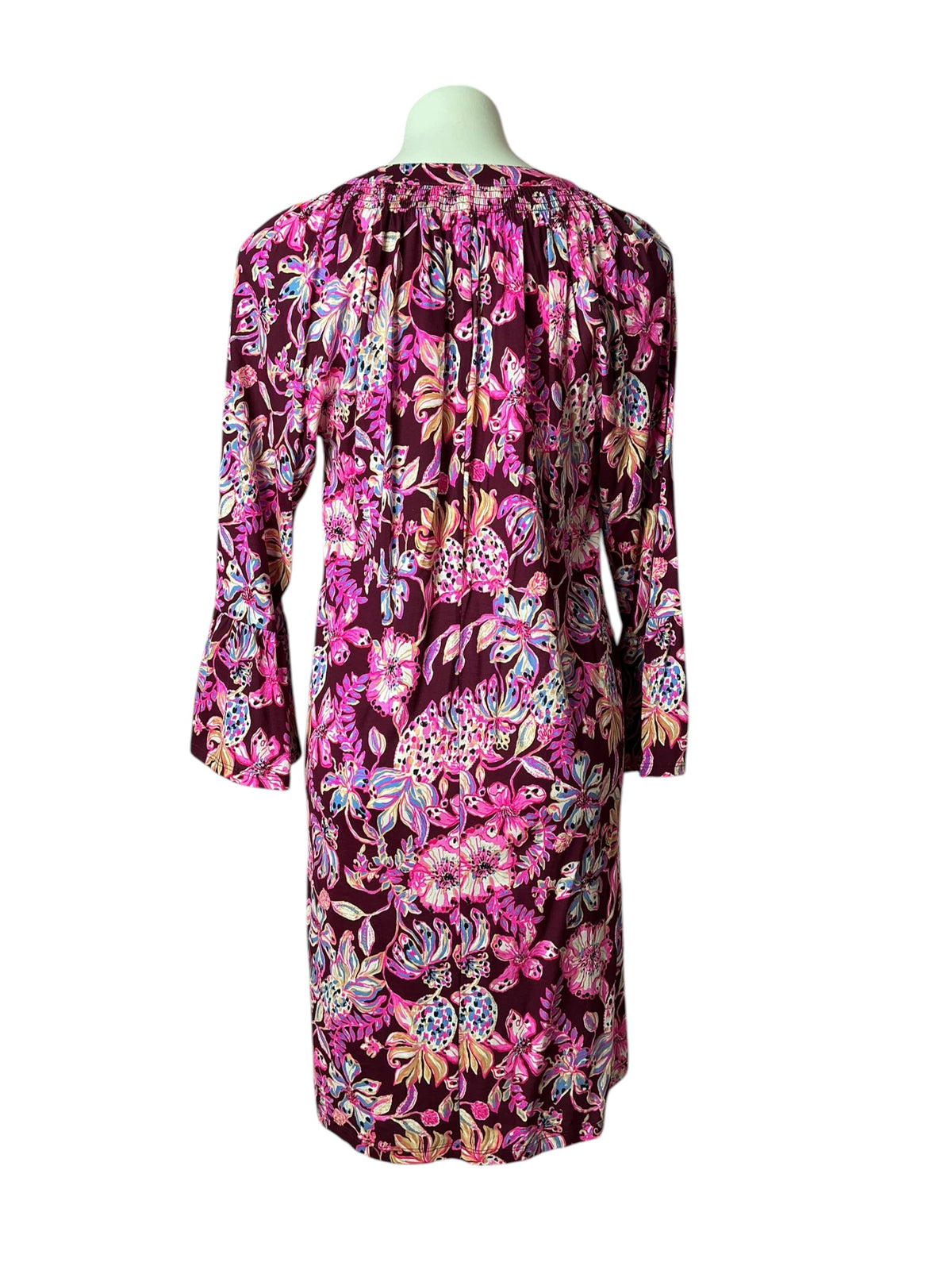 Lilly Pulitzer Norris 3/4 Sleeve Dress Amarena Cherry Tropical With A Twist - Size L