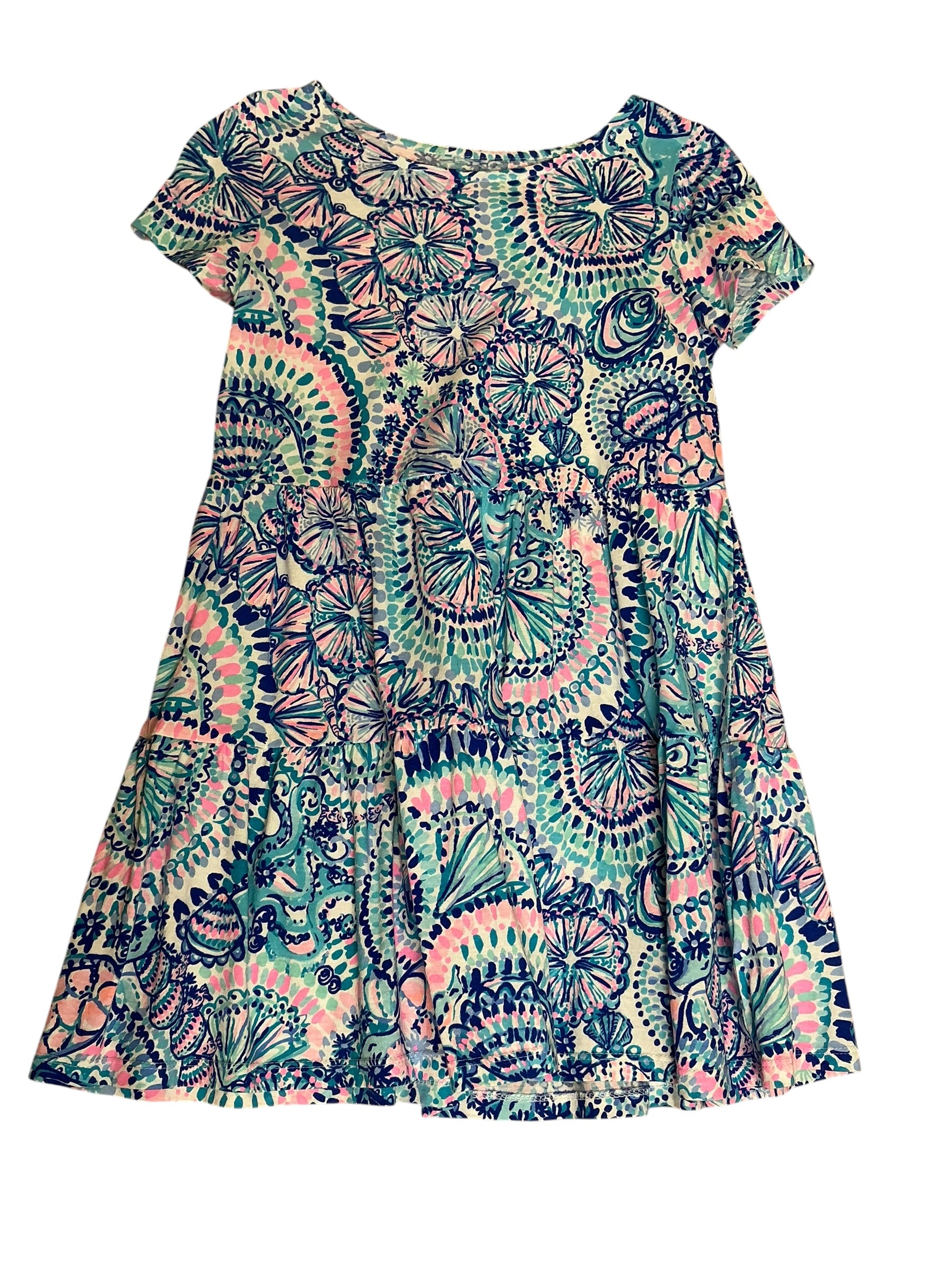 Lilly Pulitzer Girls Mini Geanna Swing Dress Frenchie Blue Turtley In Love - Size M