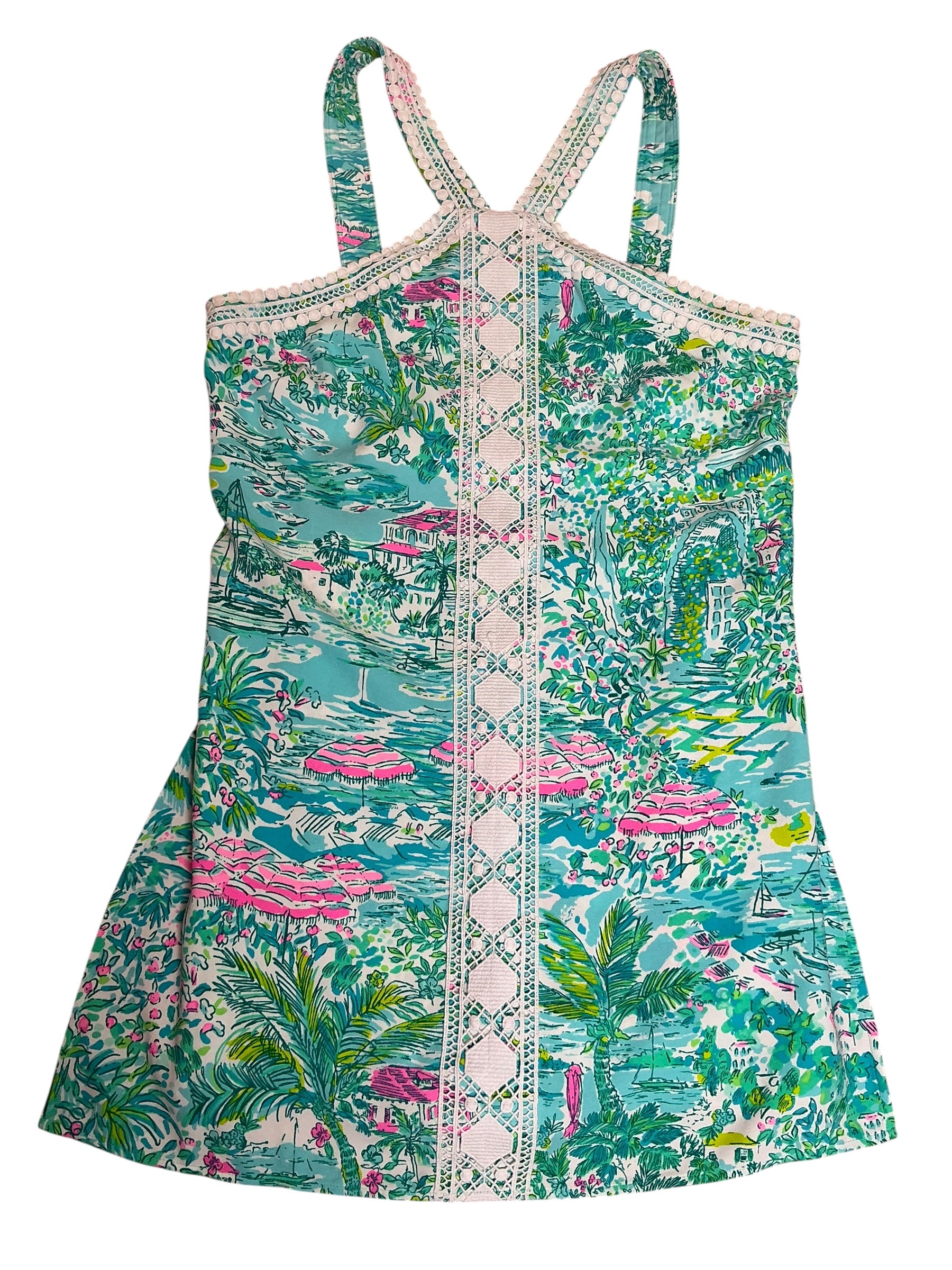Lilly Pulitzer Ryder Romper Gustavia Green Sunshine City - Size 12