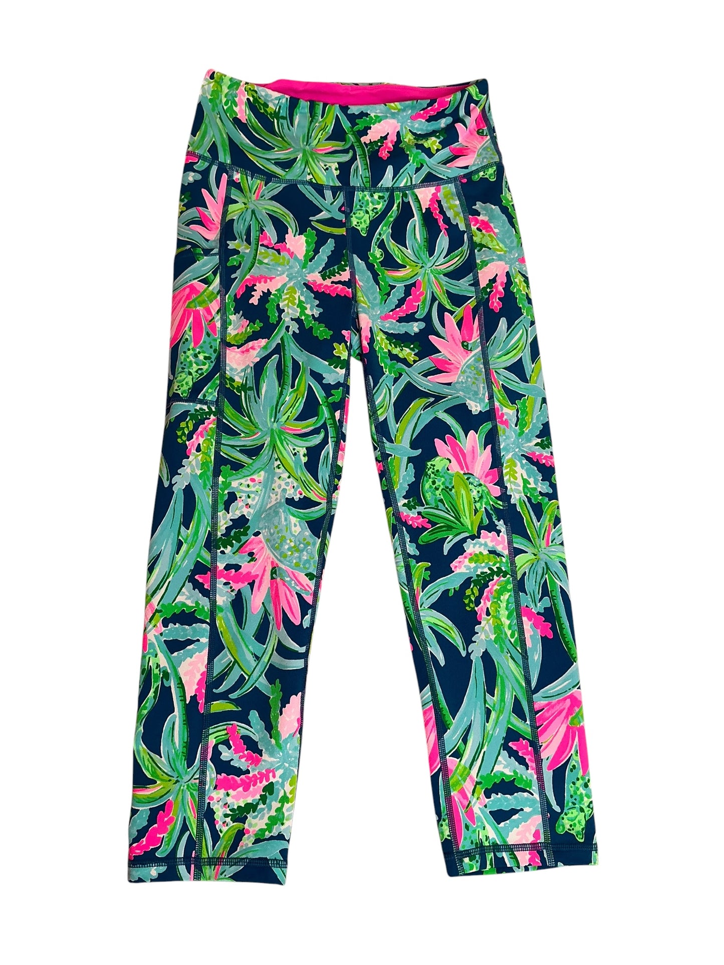 Lilly Pulitzer Weekender High Rise Crop Legging Macaw Blue Sweet Escape - Size S