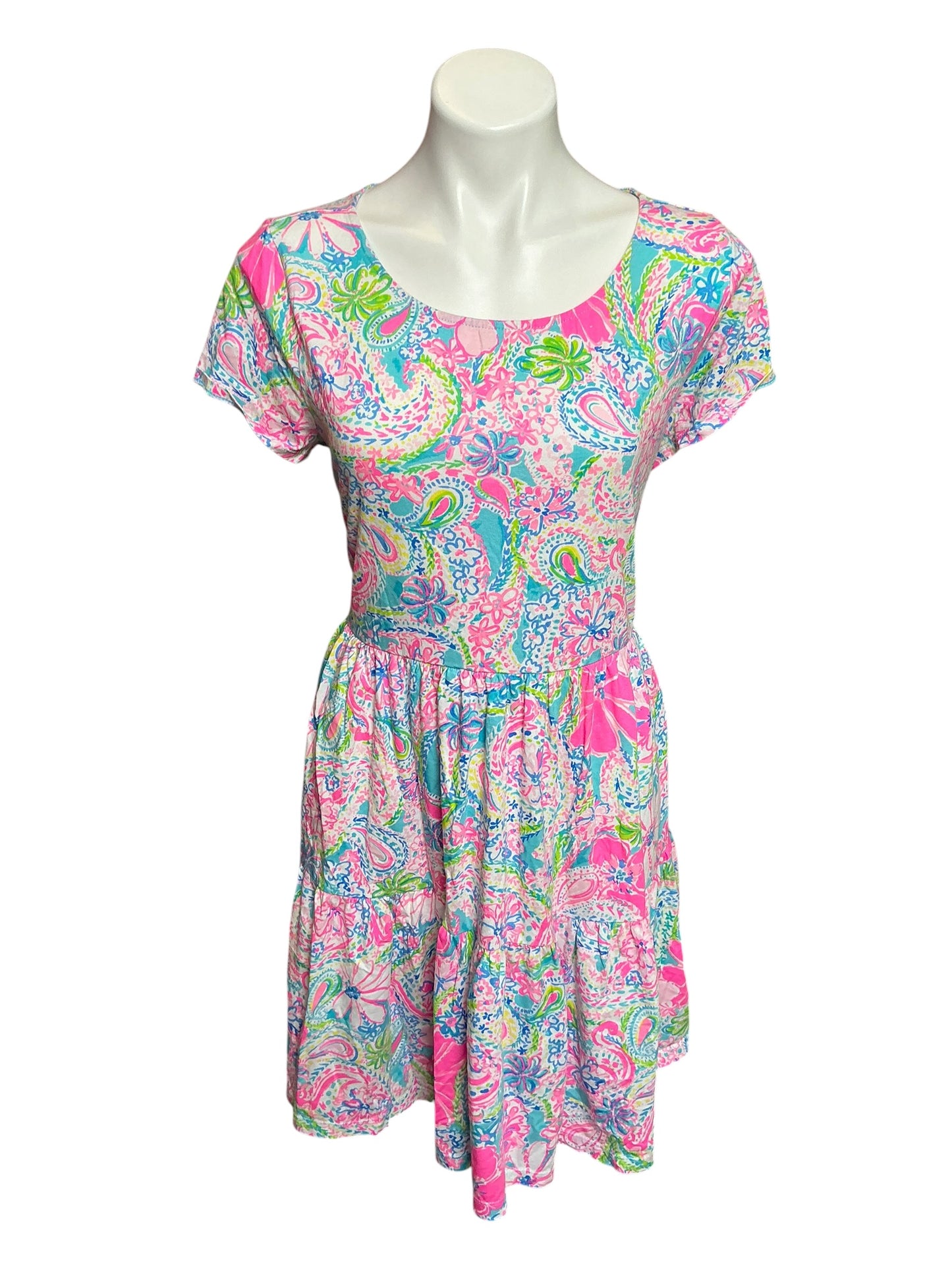 Lilly Pulitzer Geanna Short Sleeve Swing Dress Flock Full of Fun - Size XL