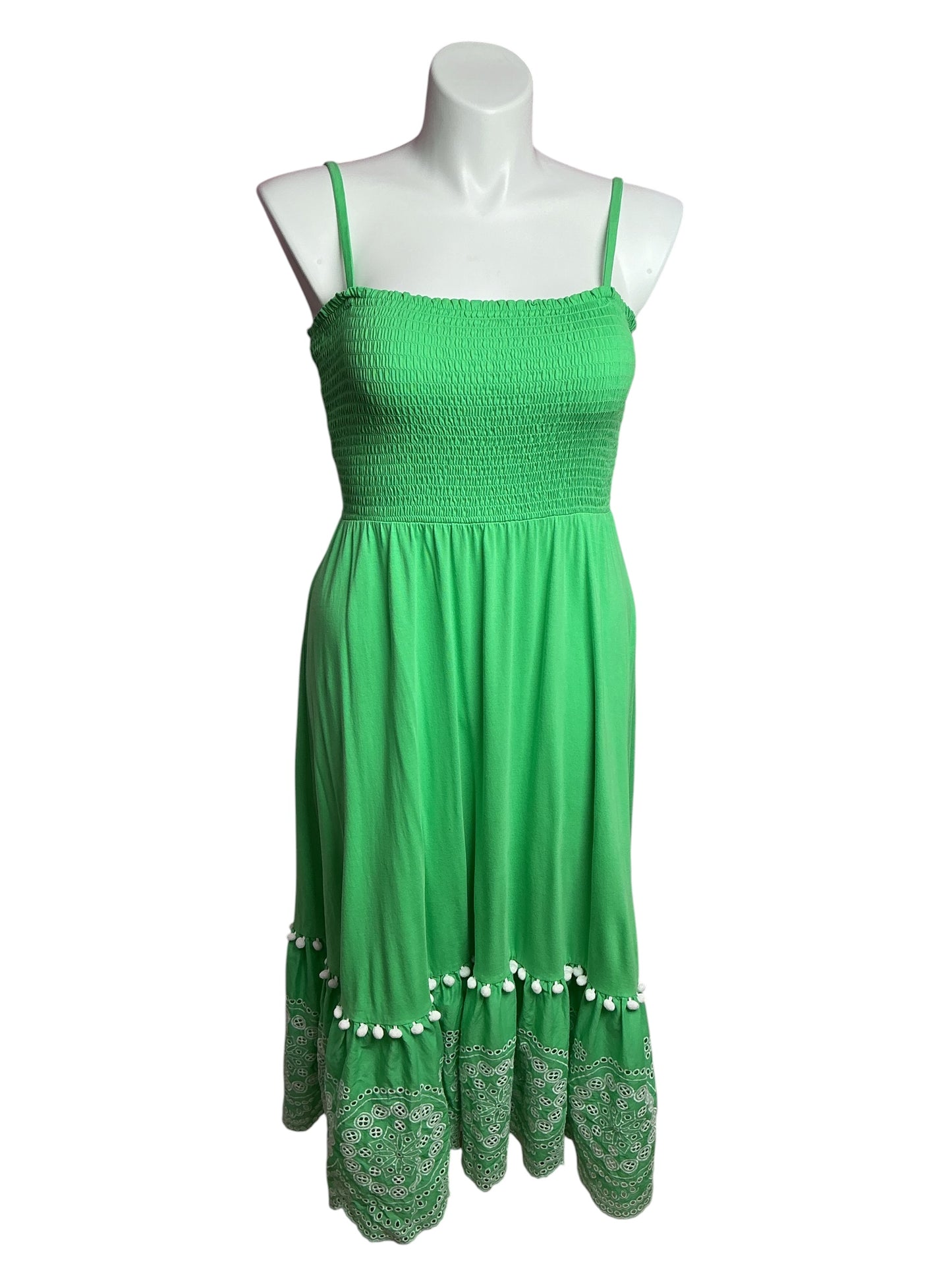 Lilly Pulitzer- Modesto Smocked Midi Dress Cabana Green Size XL