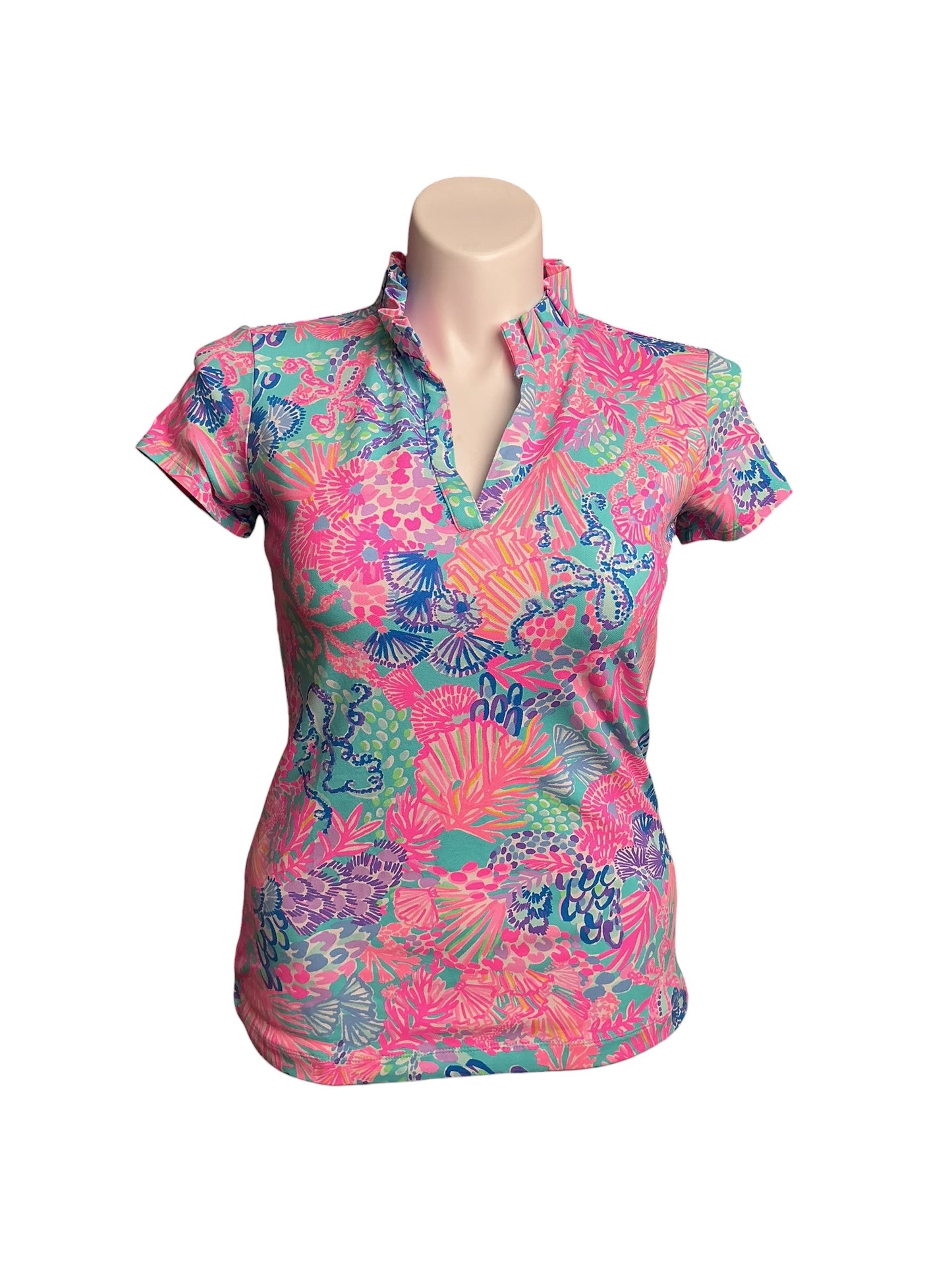 Lilly Pulitzer- NWT Frida Polo UPF 50+ Multi Splendor In The Sand Size M