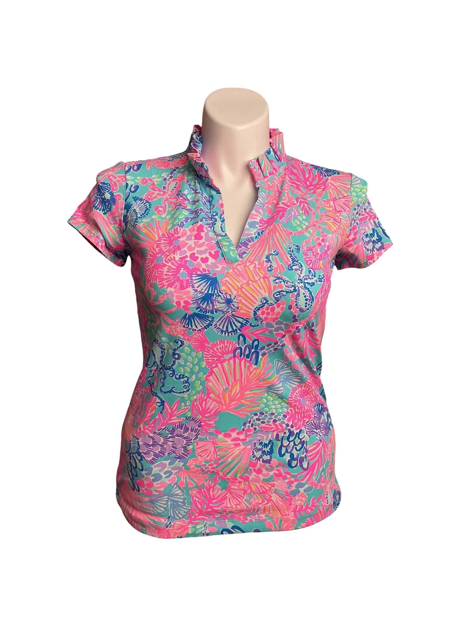 Lilly Pulitzer- NWT Frida Polo UPF 50+ Multi Splendor In The Sand Size M