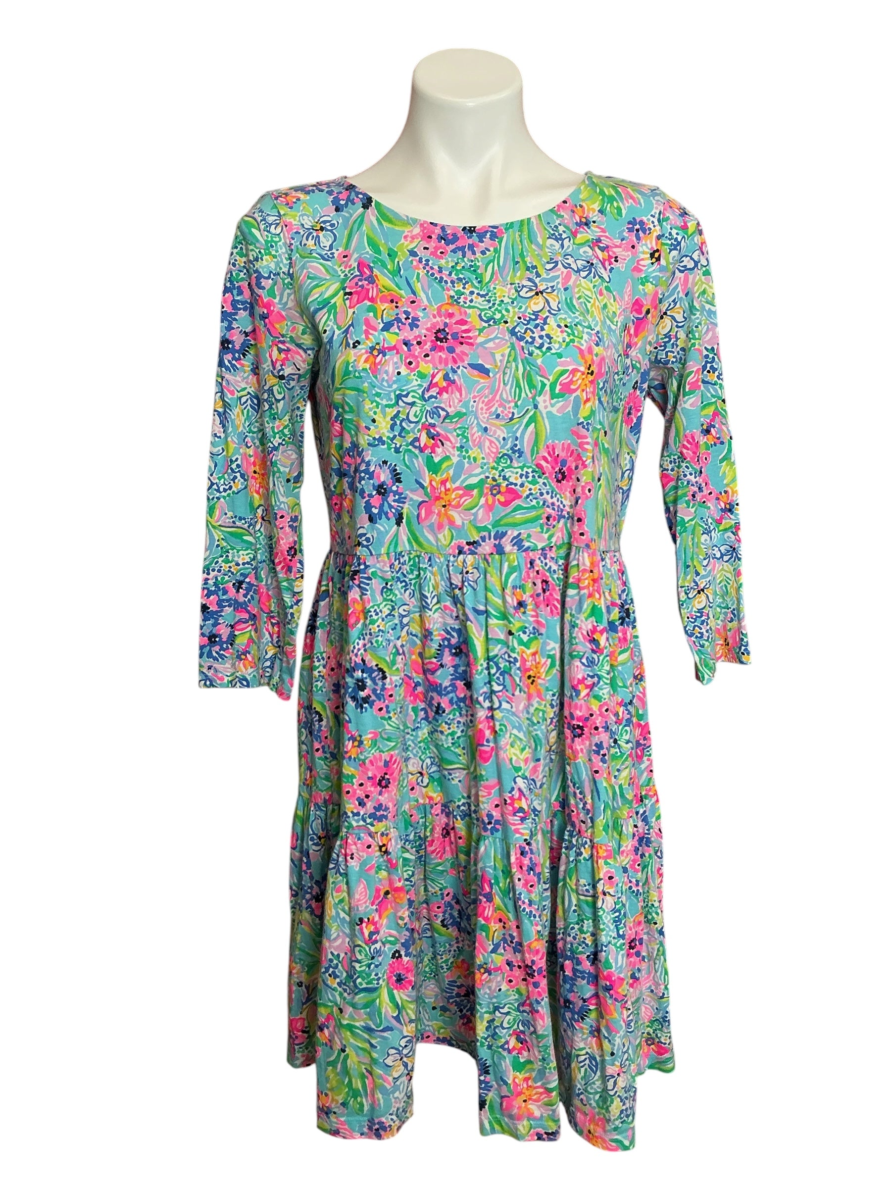 Lilly Pulitzer Geanna 3/4 Sleeve Dress Gecko Green Beach Bash - Size M