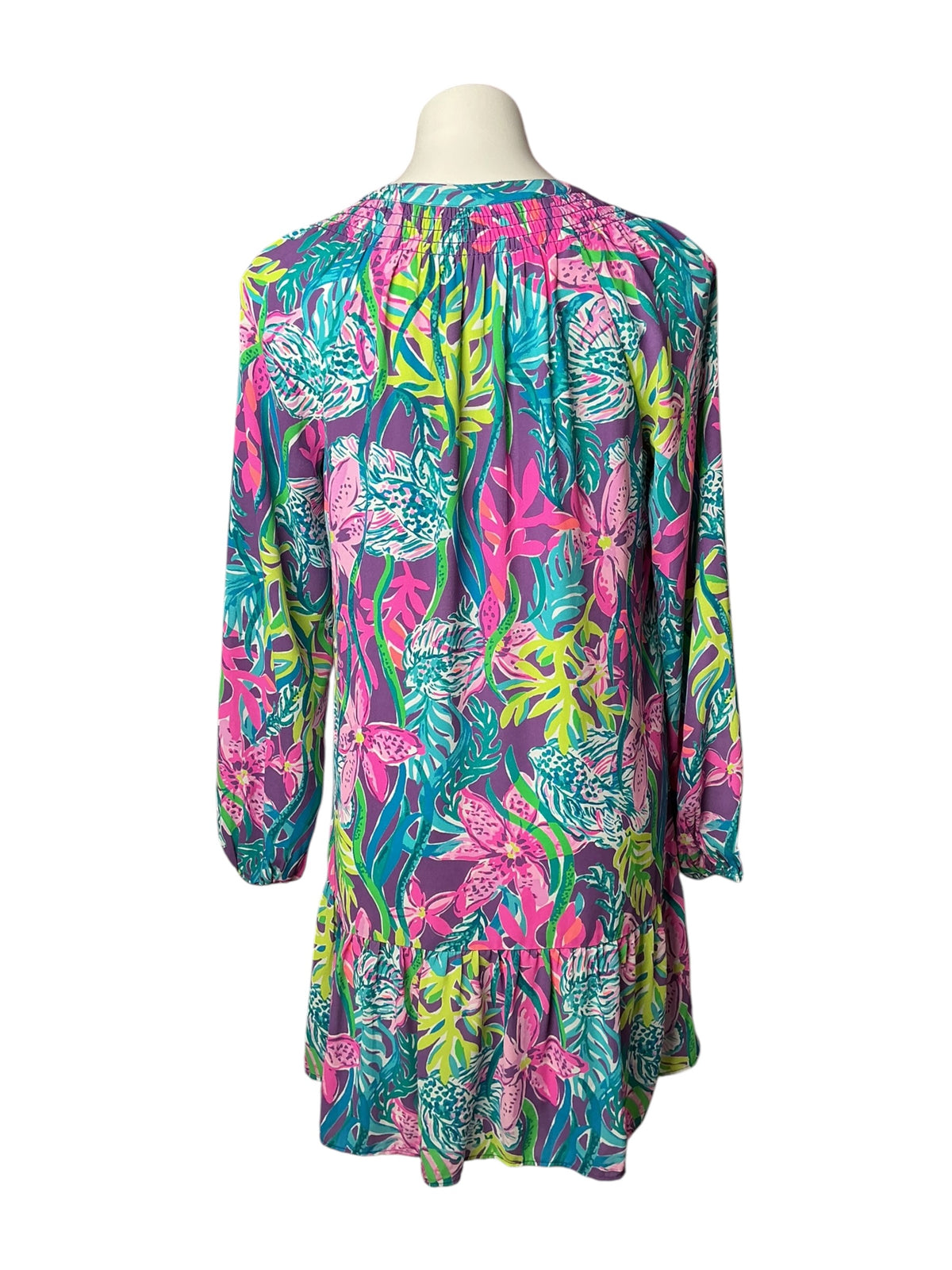 Lilly Pulitzer Lucee Long Sleeve Dress Pigment Purple Party All The Tide - Size S