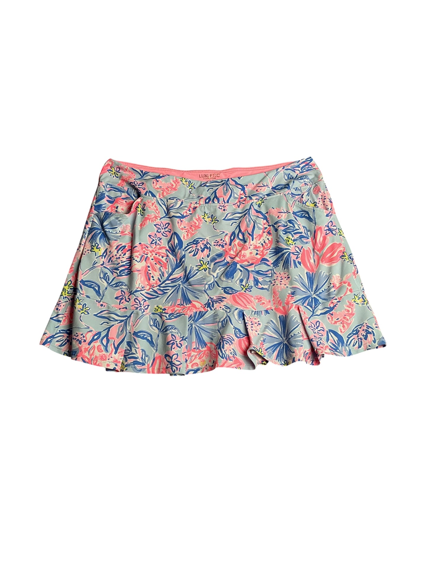 Lilly Pulitzer- Luxletic Zadora High Rise Skort Amalfi Blue Leaf It Wild Size XL