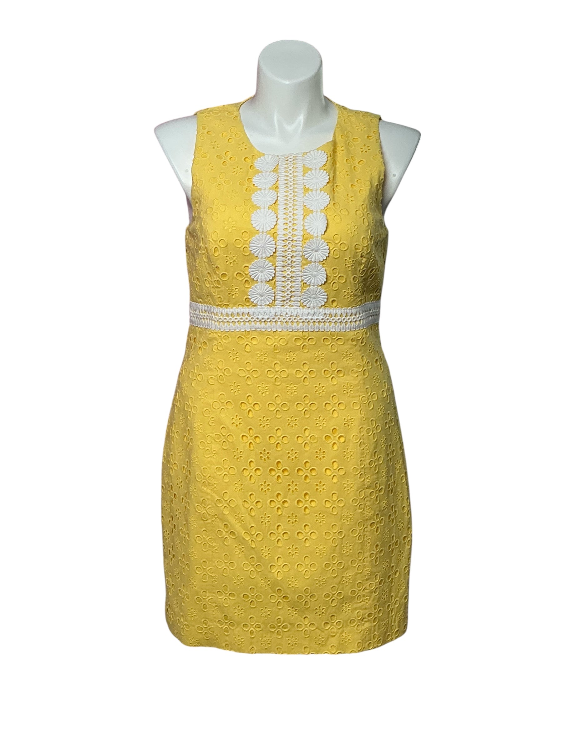 Lilly Pulitzer NWT - Railee Shift Dress - St Tropez Yellow St Tropez Floral Cross Eyelet - Size 14