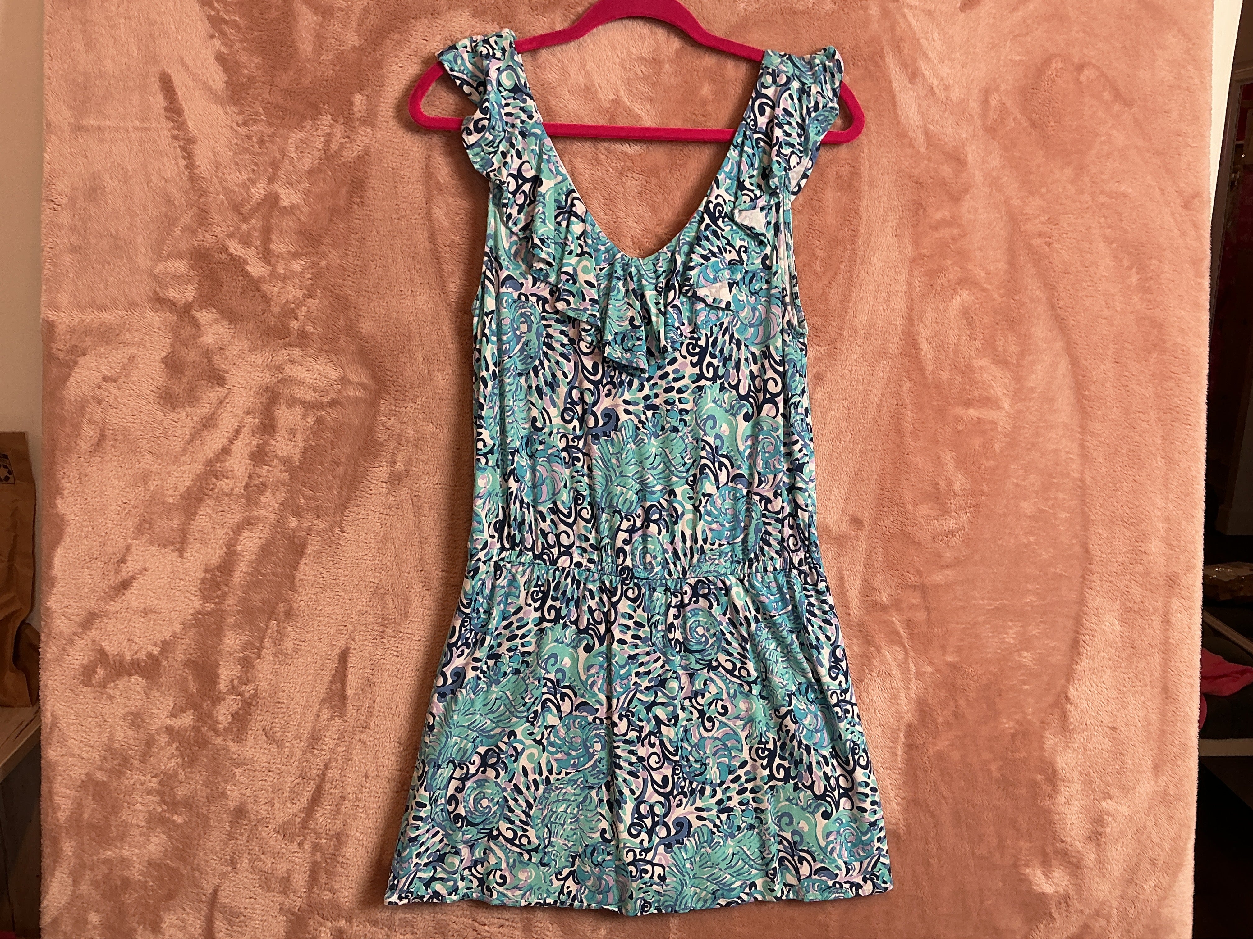 Lilly Pulitzer NWT - Alessa Romper - Light Aqua Spritz - Size S