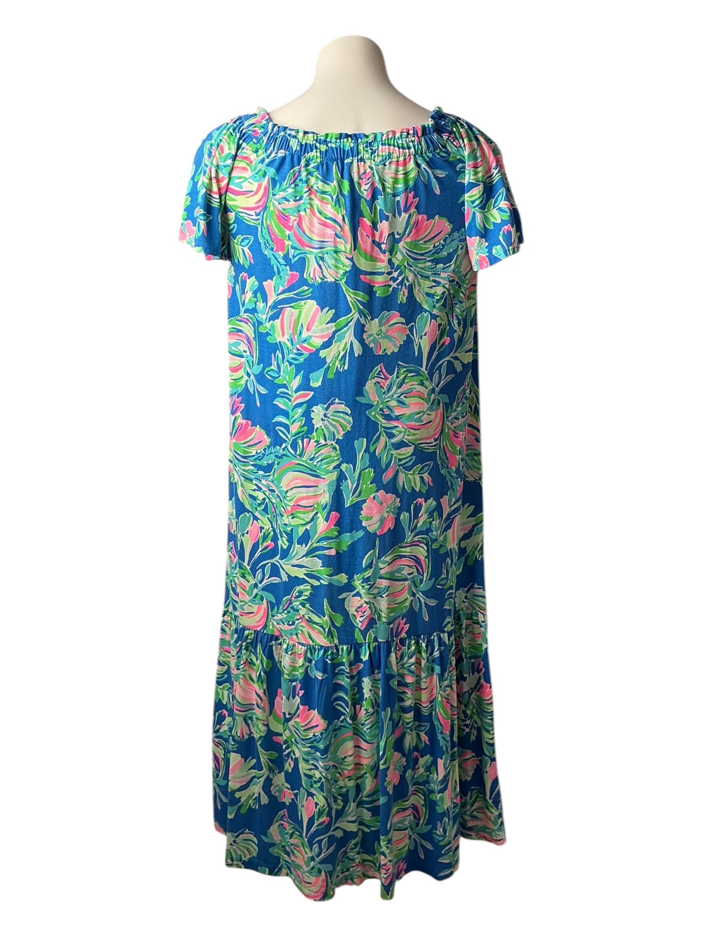 Lilly Pulitzer Merle Midi Dress Blue Flare Fancy Fins - Size XXS