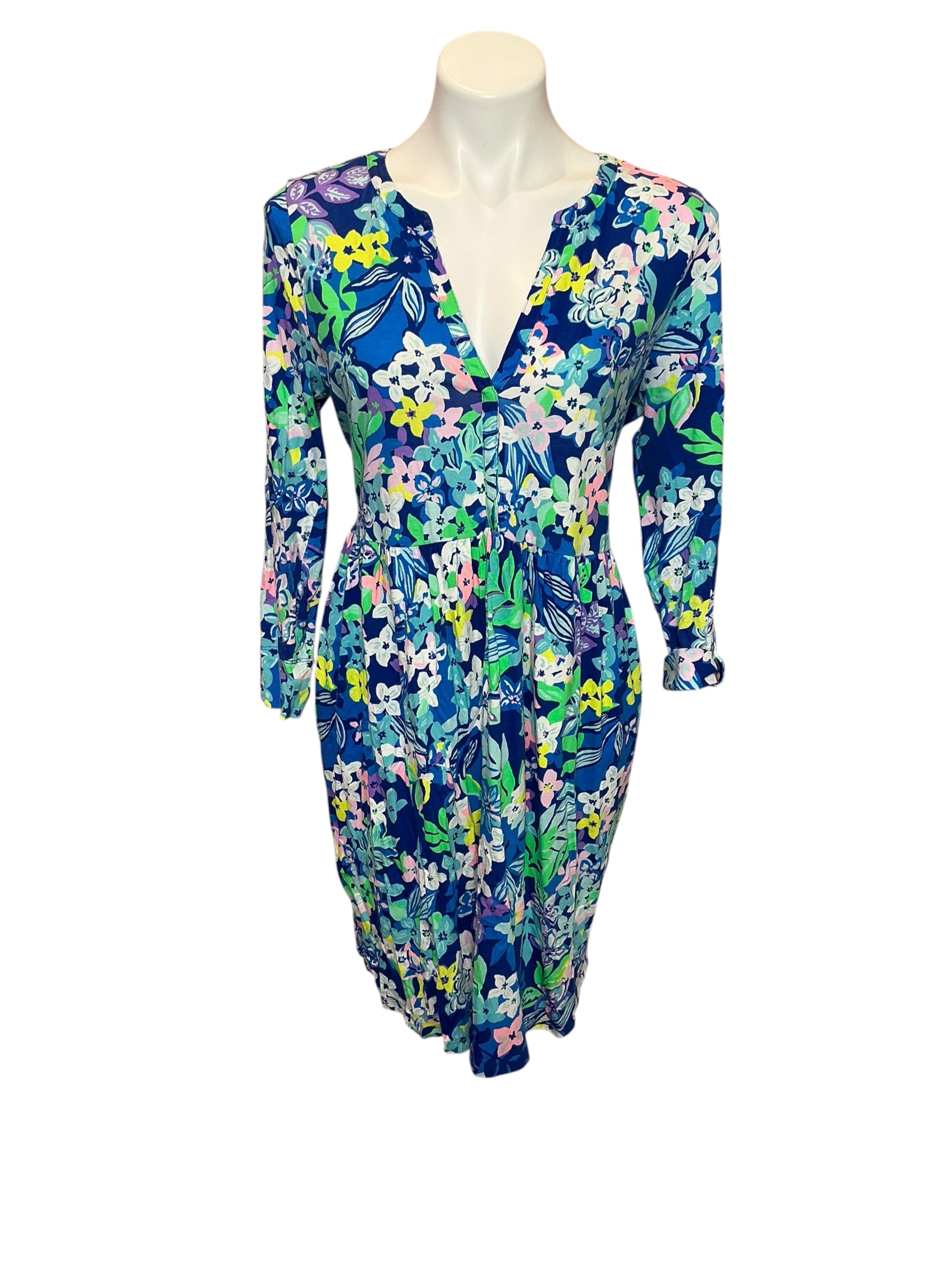Lilly Pulitzer Loran Swing Dress Borealis Blue Social Sunset - Size L