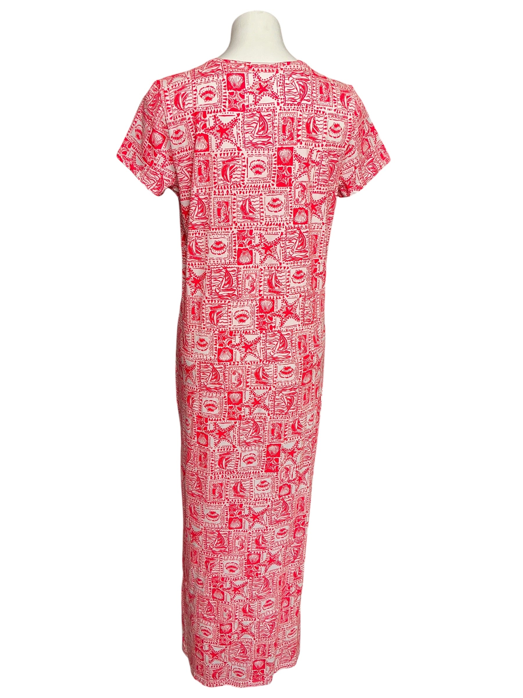 Lilly Pulitzer Etta Short Sleeve Maxi Dress Mizner Red Seaside Harbour - Size L