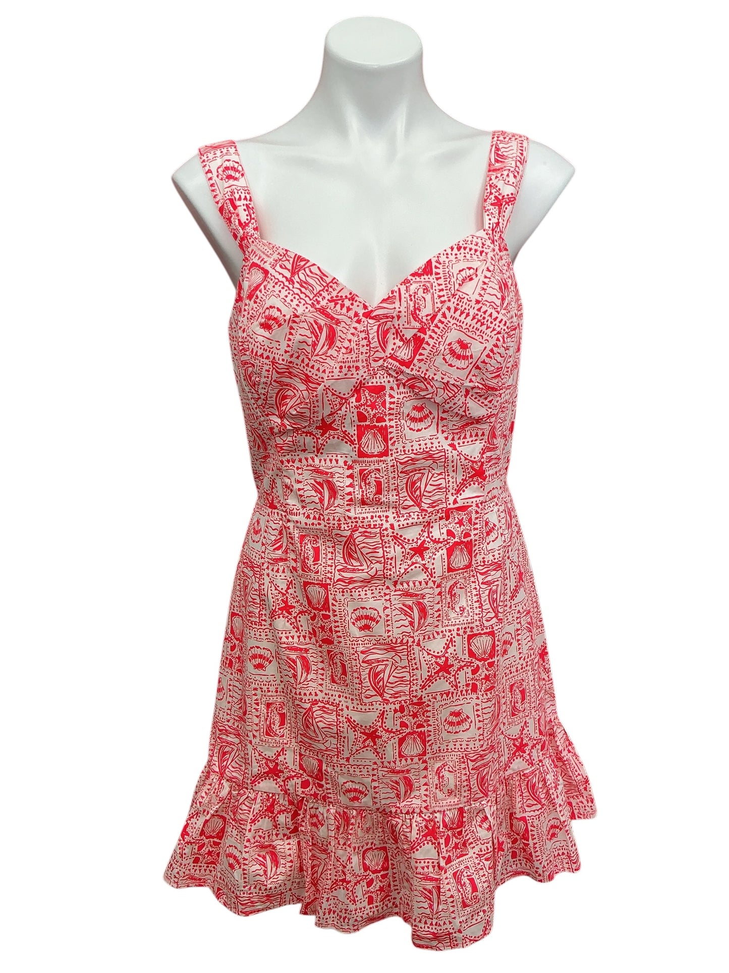 Lilly Pulitzer NWT Rocko Cotton Romper Mizner Red Seaside Harbour - Size 12