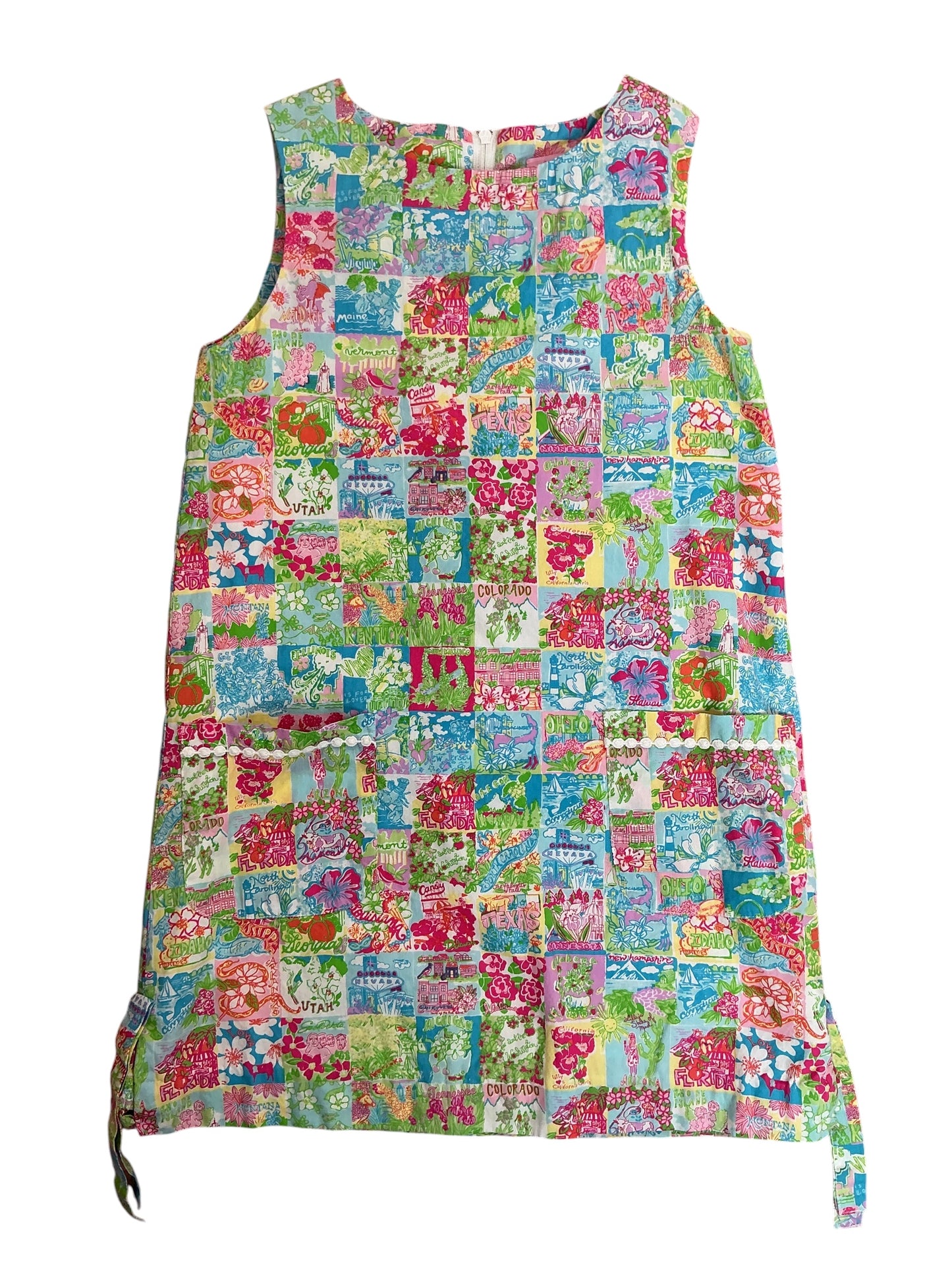 Lilly Pulitzer Kids Girls Little Lilly Classic Shift Dress Multi State Of Mind - Size 7