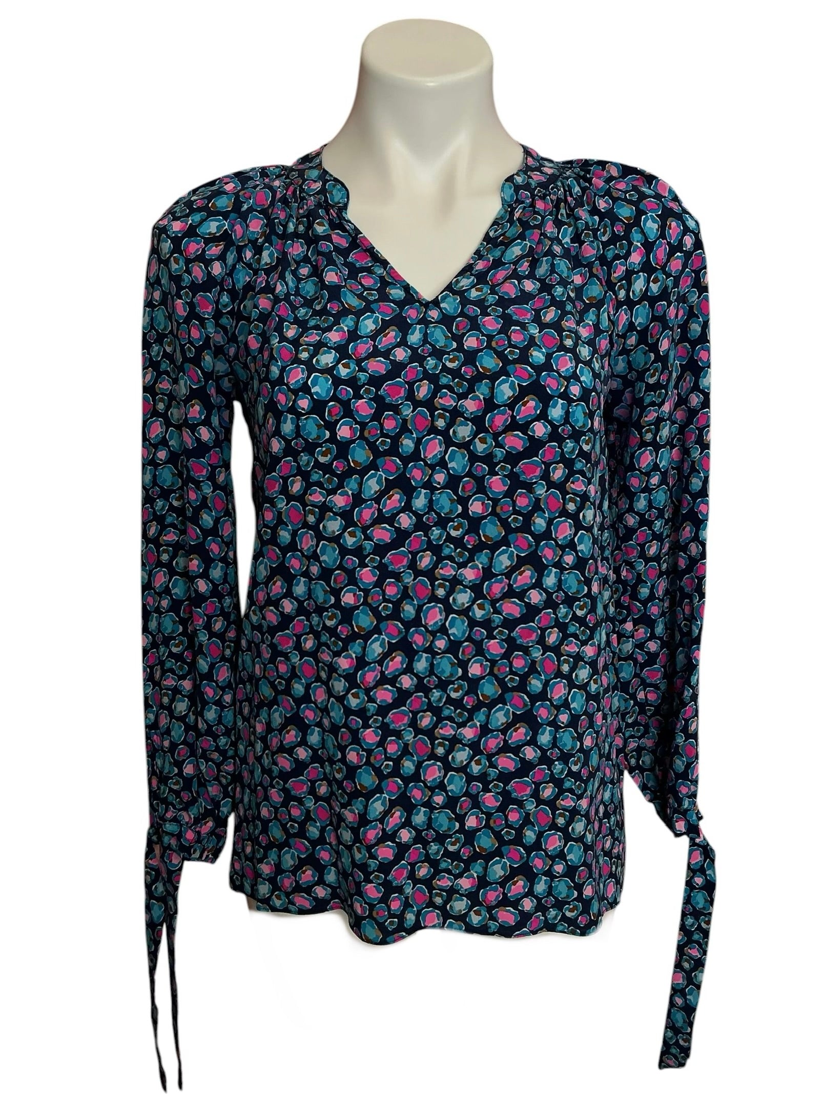 Lilly Pulitzer Esia Silk Top Low Tide Navy Spotted In The Wild - Size XS