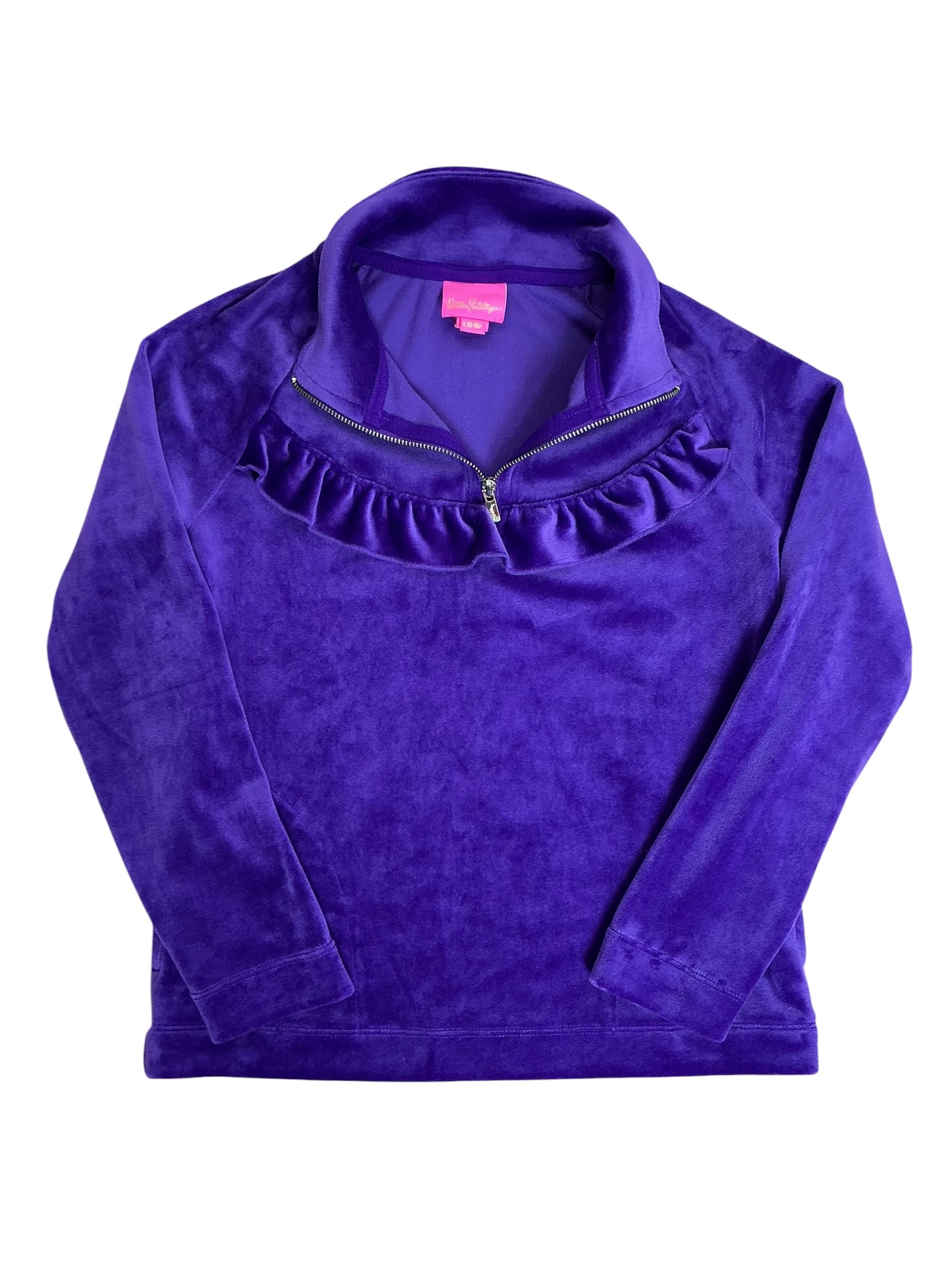 Lilly Pulitzer Kids Girls Oaklee Velour Popover Top Purple Berry - Size L 8-10