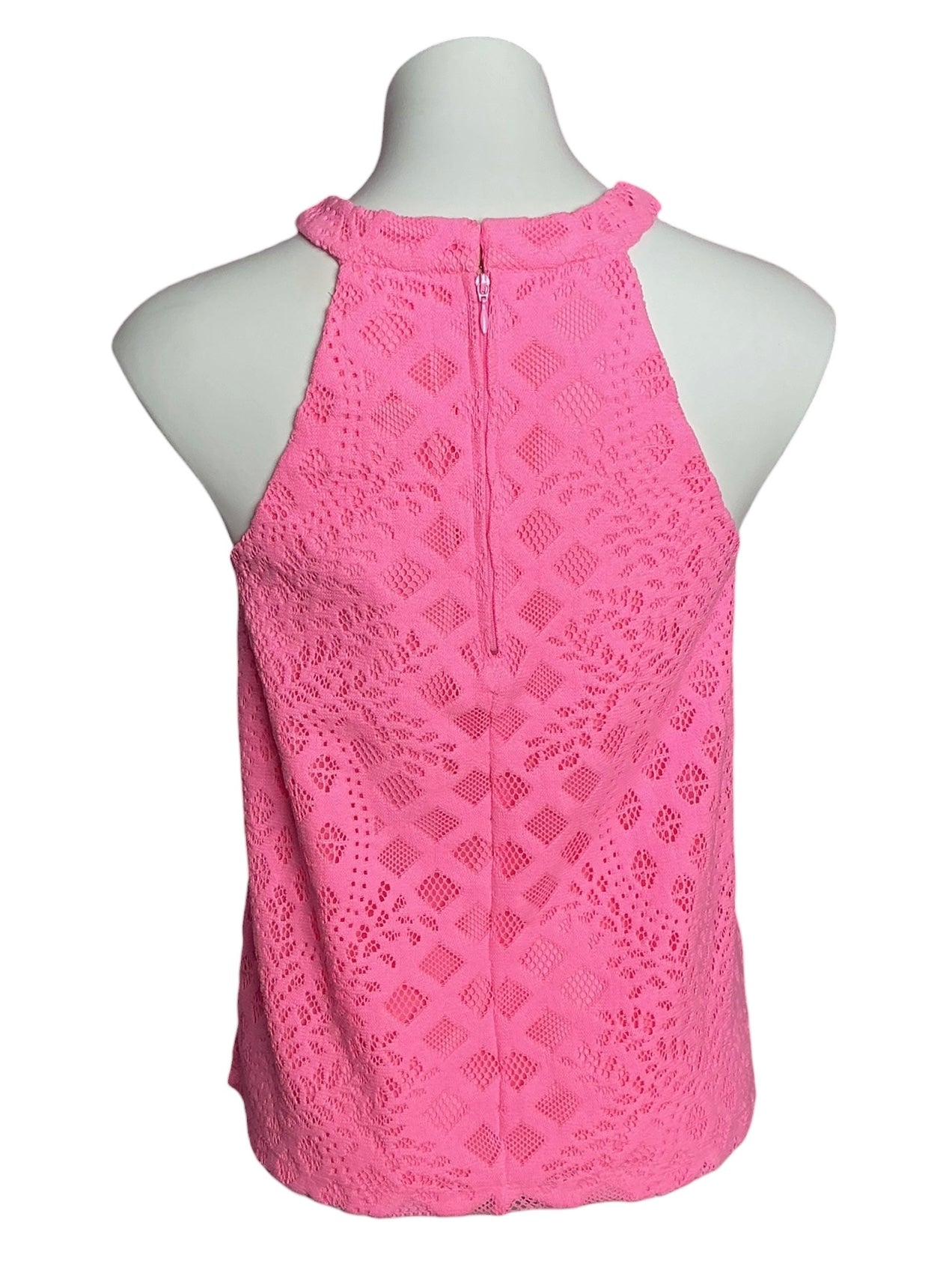 Lilly Pulitzer NWT Rayanne Top Pelican Pink Pineapple Geo Lace - Size S