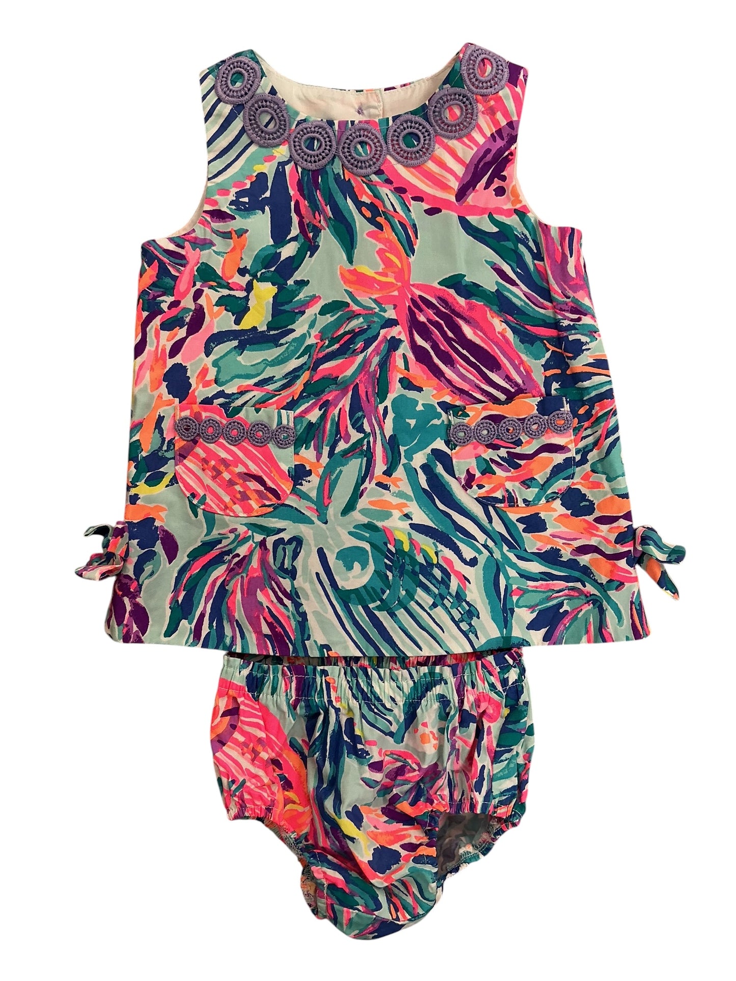 Lilly Pulitzer Kids Girls 2PC Set Baby Lilly Shift Dress Off Tropic - Size 3-6 MO