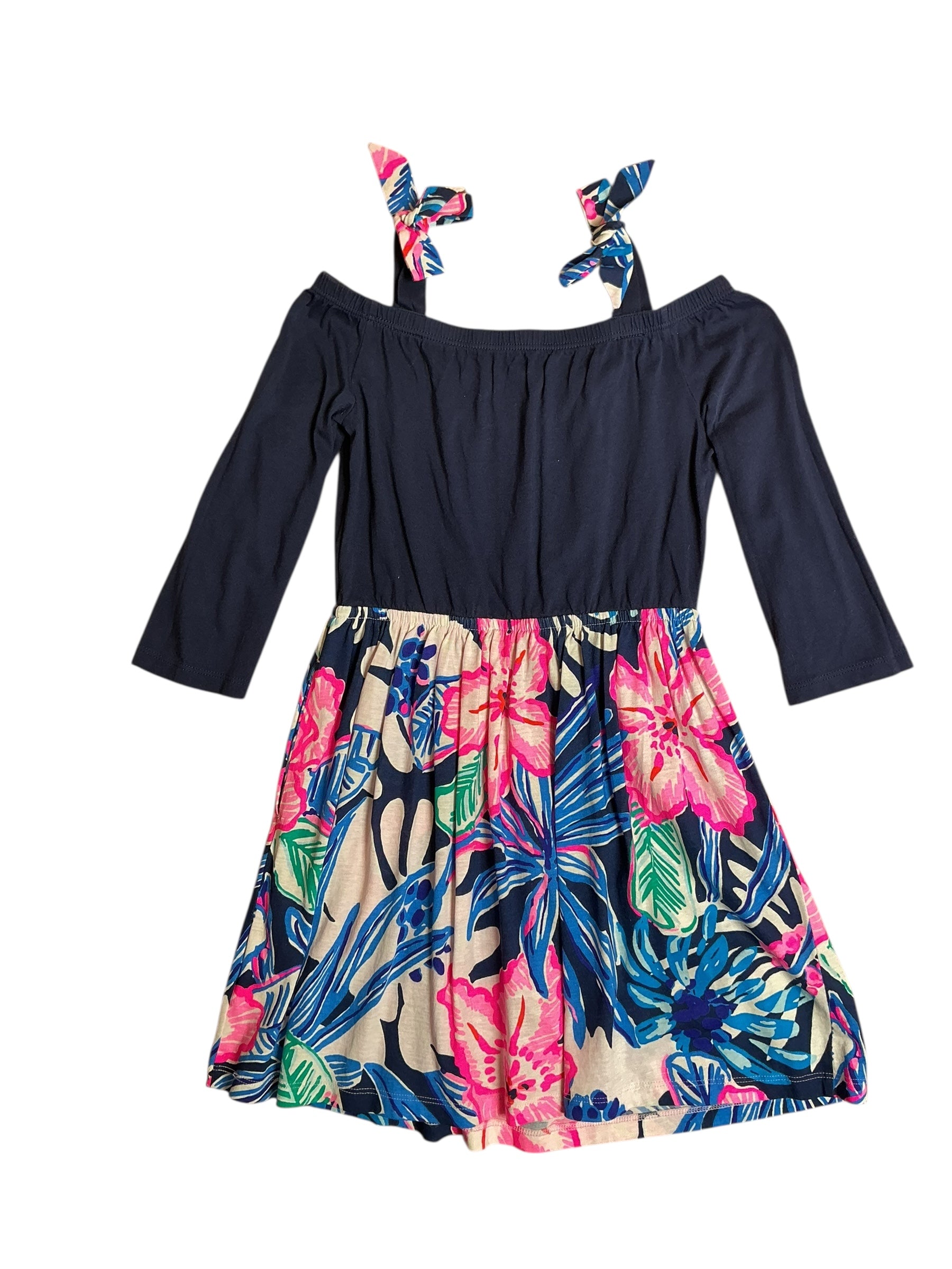Lilly Pulitzer Girls Minisa Dress Hide Tide Navy Sugar Mambo - Size M 6-7