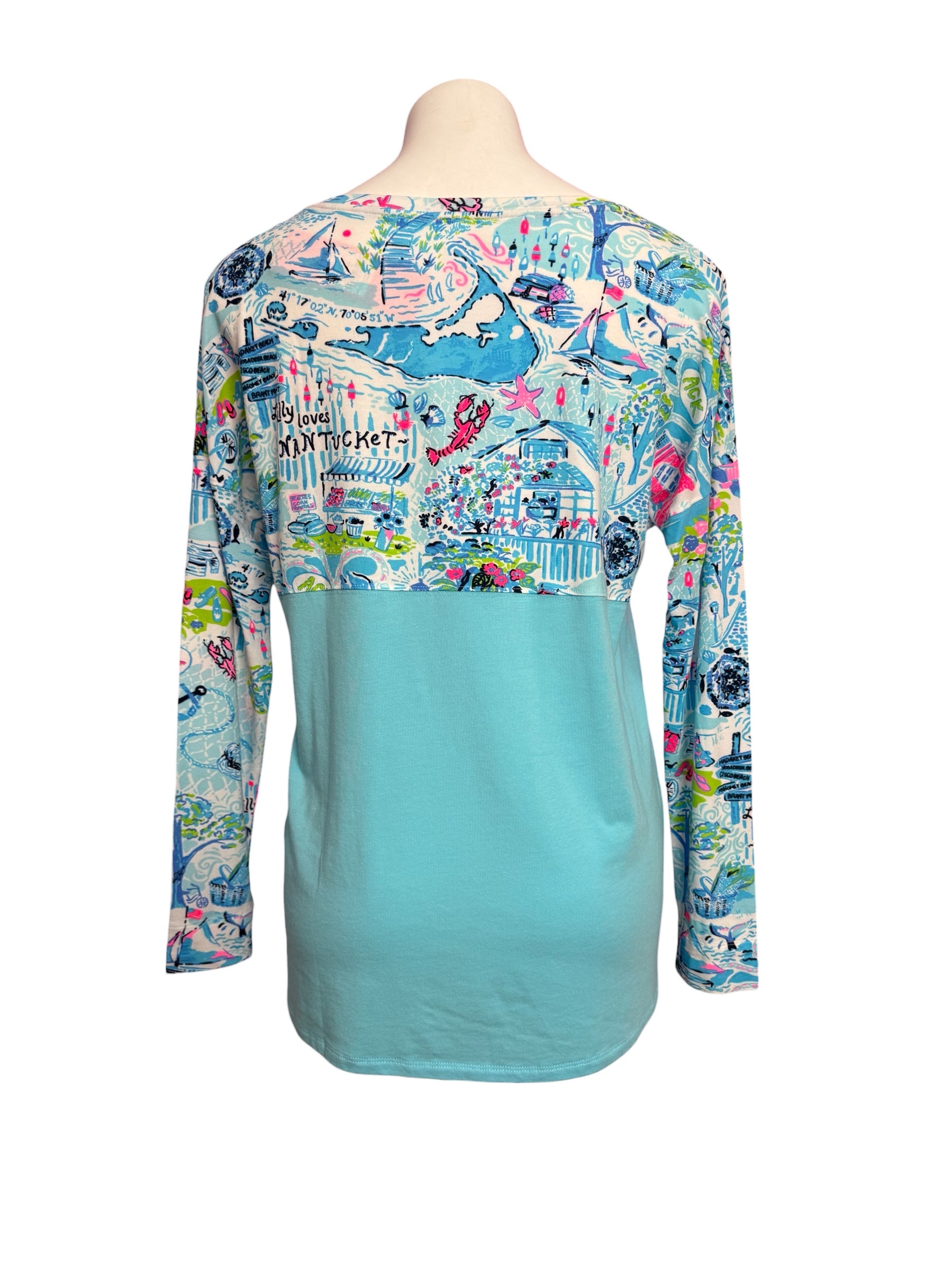 Lilly Pulitzer NWT Finn Top, Whisper Blue- Lilly Loves Nantucket Size S