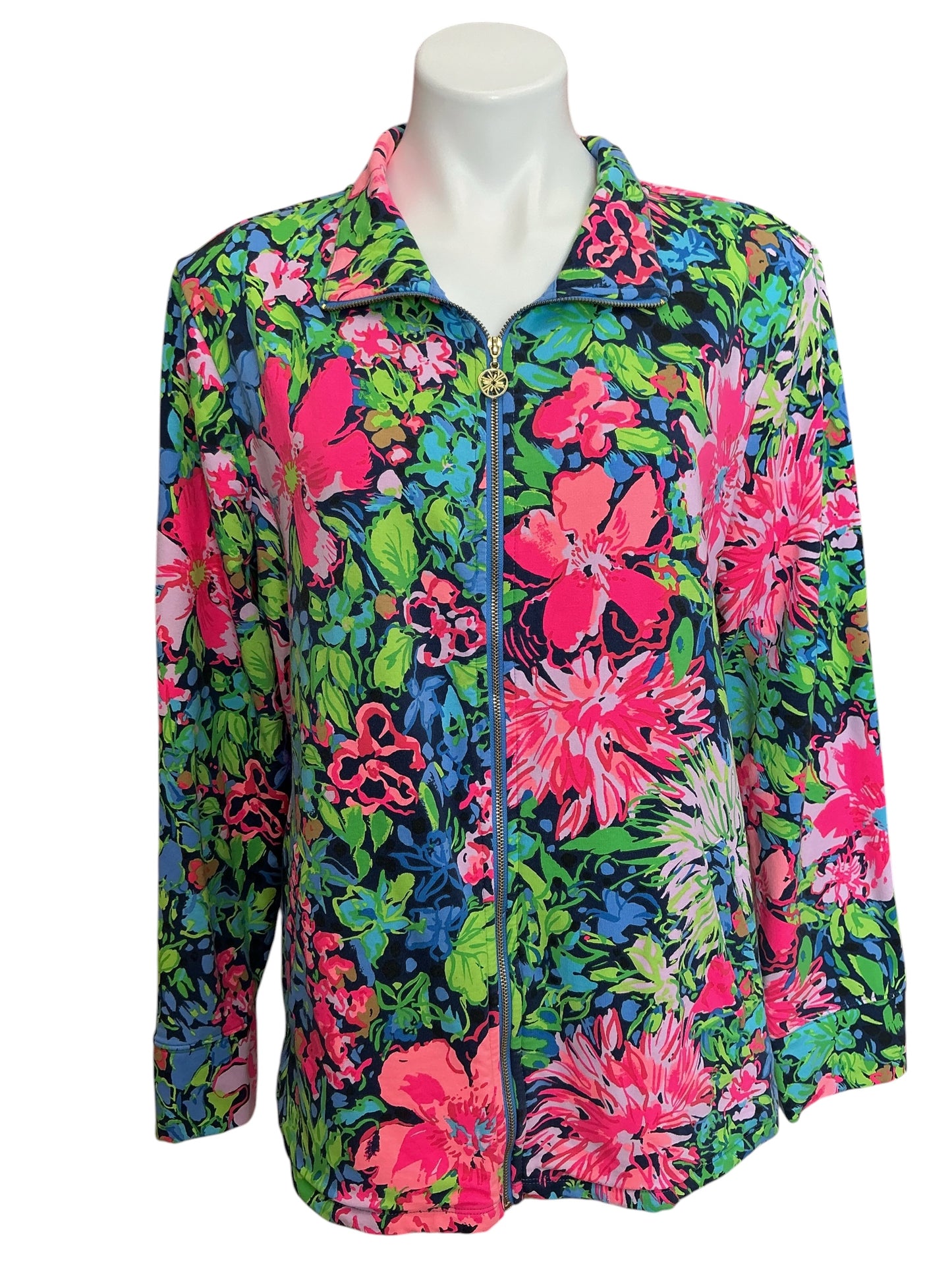Lilly Pulitzer Leona Zip Up Jacket Festive Fantasy - Size XL