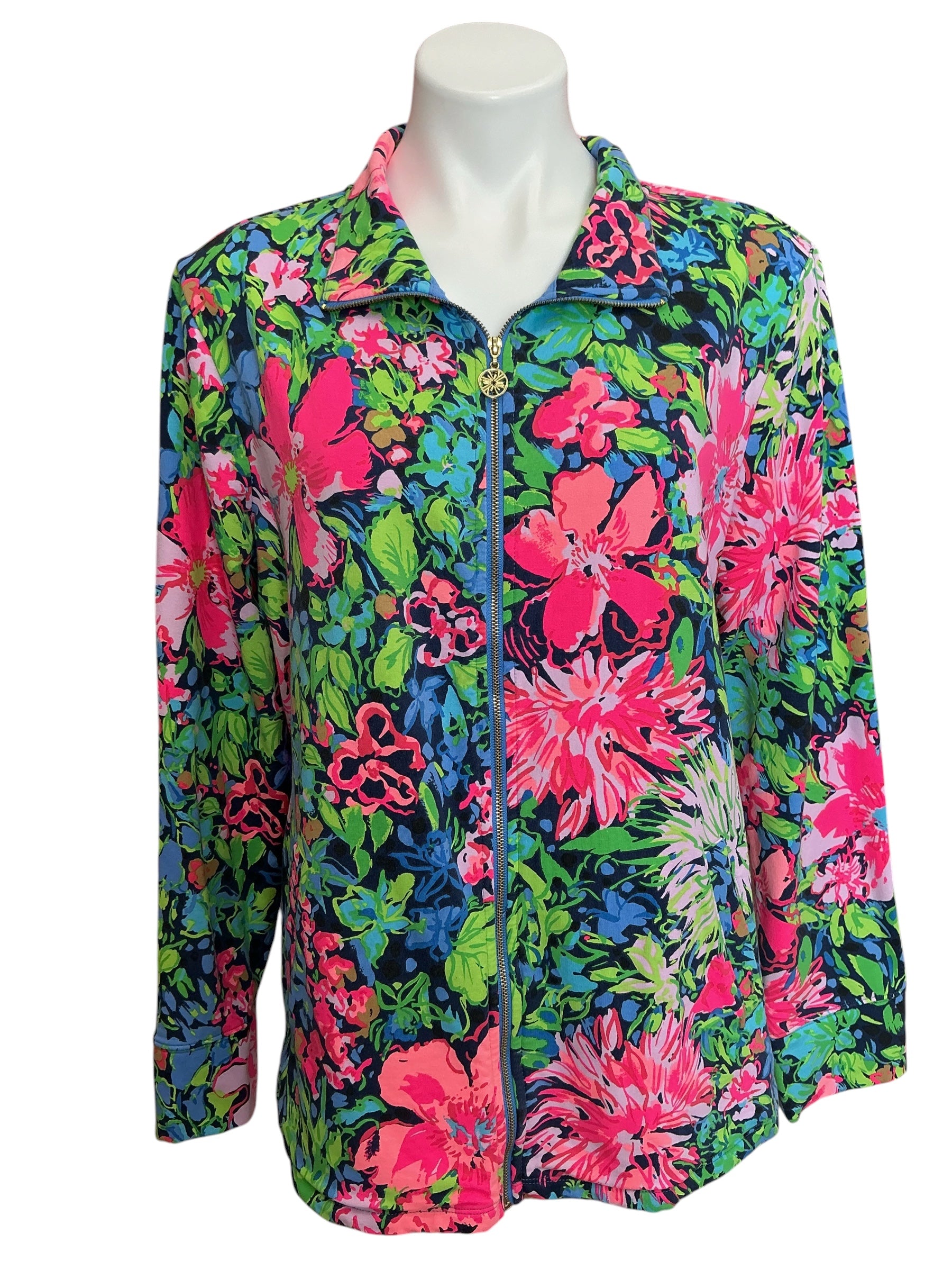 Lilly Pulitzer Leona Zip Up Jacket Festive Fantasy - Size XL